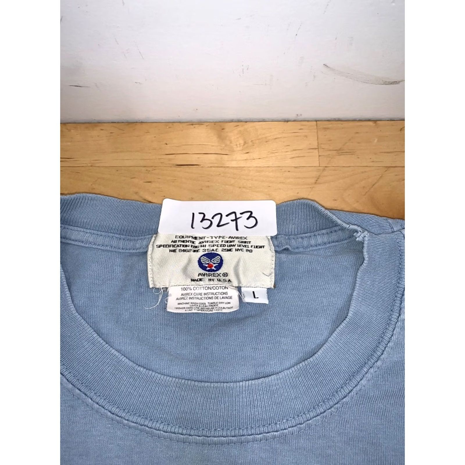 Avirex VINTAGE Avirex T Shirt L Blue Airplane USA Flag 13273 Avirex Shirt Adult Mens Size US L / EU 52-54 / 3 - 2 Thumbnail