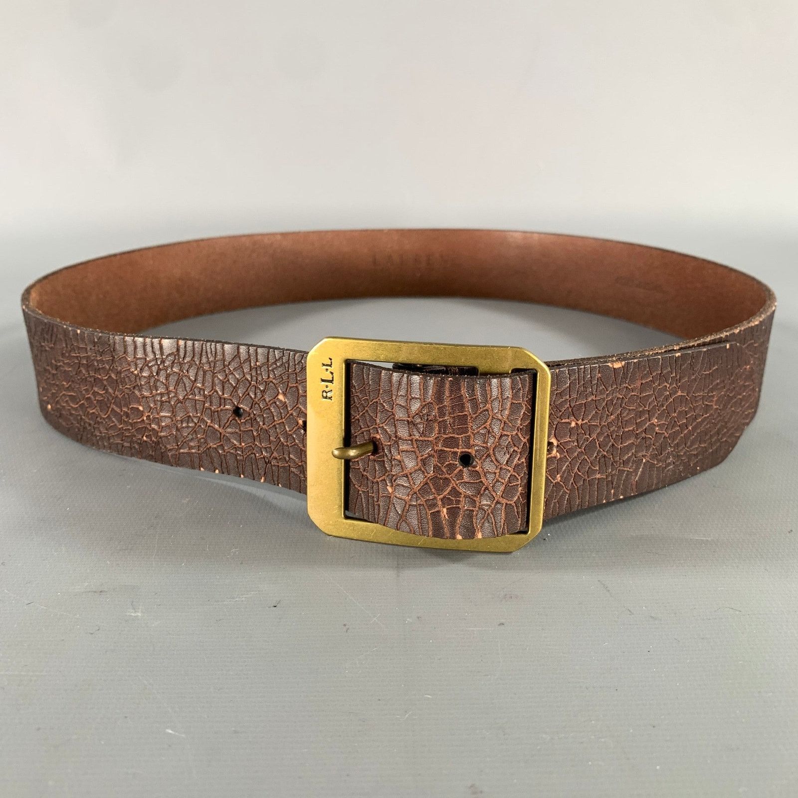 Ralph Lauren LAUREN by RALPH LAUREN Size M Brown Crackled Leather Belt Size 36 - 1 Thumbnail