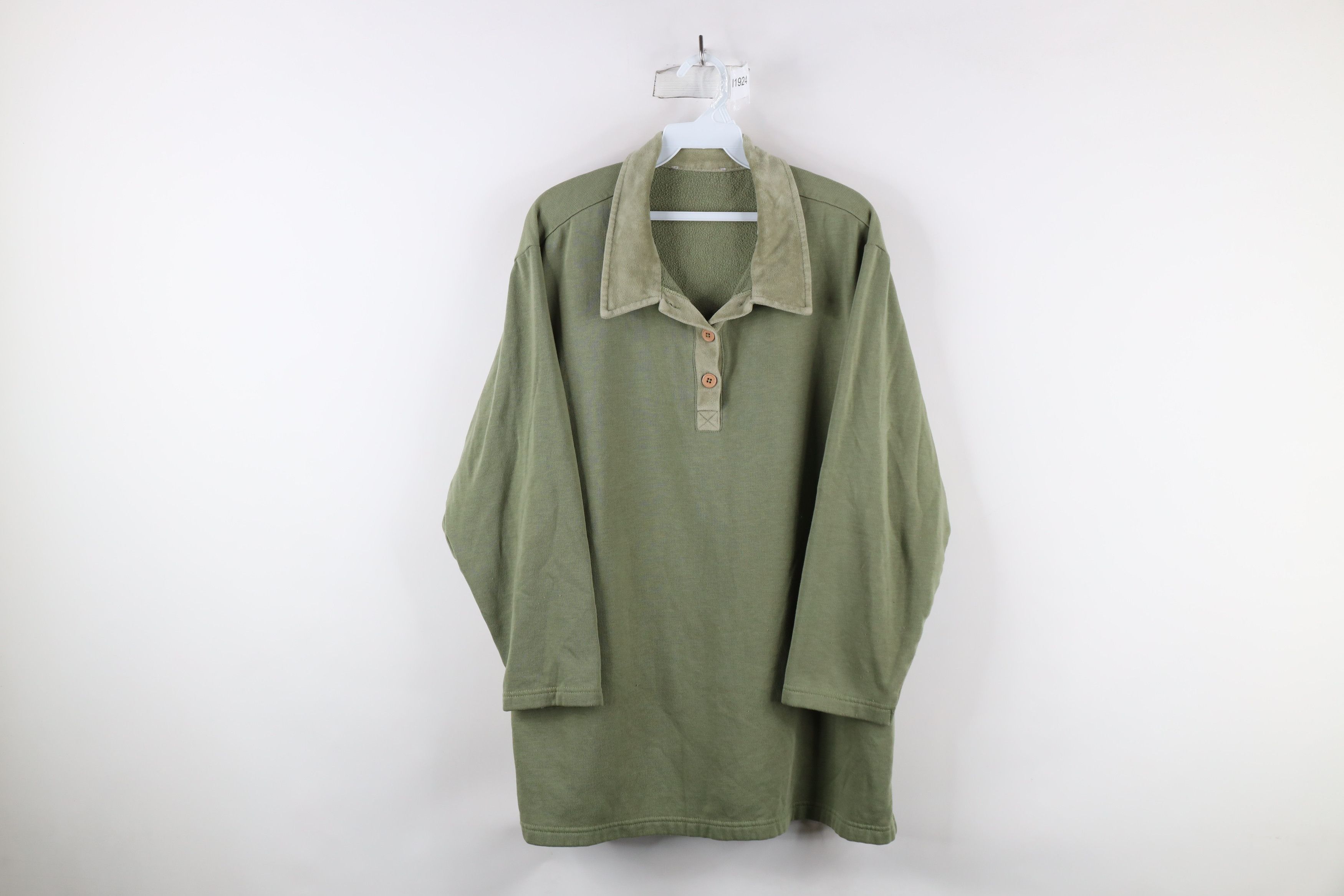 Vintage Vintage 90s Streetwear Velour Collared Pullover Sweatshirt Size XXL / US 16-18 / IT 52-54 - 1 Thumbnail