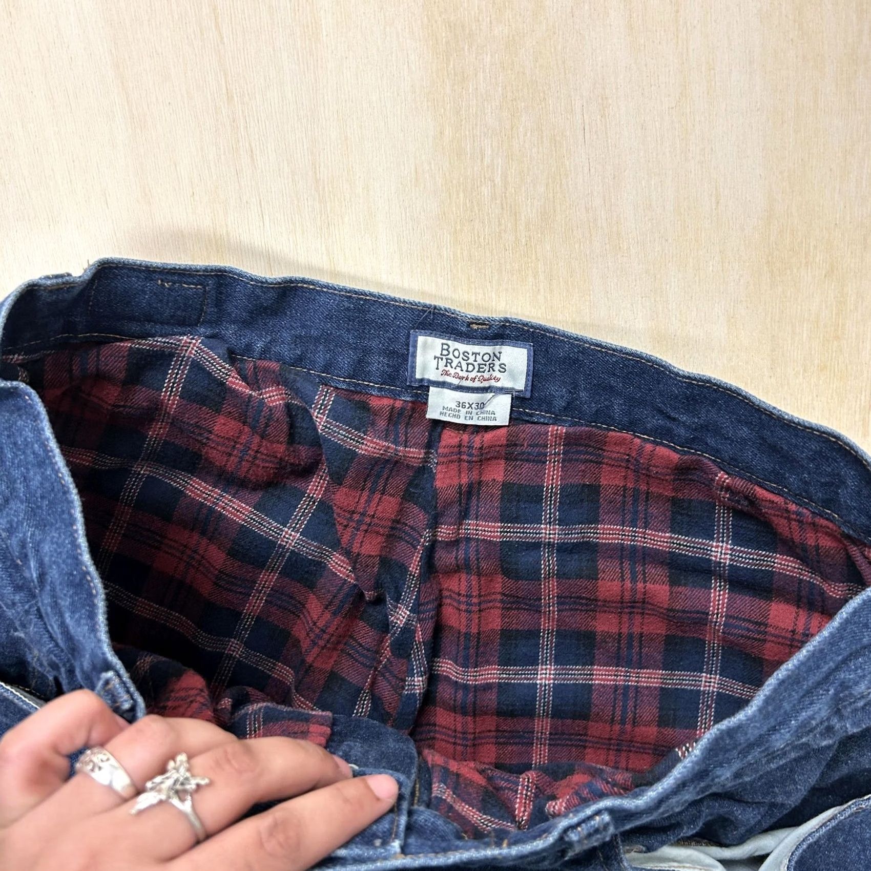 Denime Boston Traders Jeans Mens 36x30 Blue Denim Relaxed Straight Fit Flannel Lined Pockets Winter Insulated Denim Cotton Zip Size US 36 / EU 52 - 2 Thumbnail