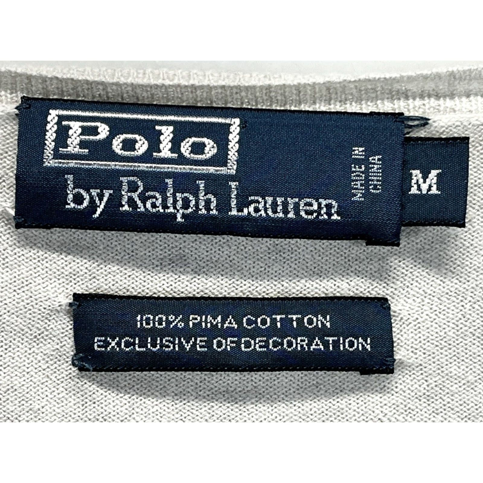 Ralph Lauren VINTAGE Polo Ralph Lauren Vneck Sweater Mens M Gray Pima Cotton Pullover 90s Preppy Pony Mens Size US M / EU 48-50 / 2 - 5 Thumbnail