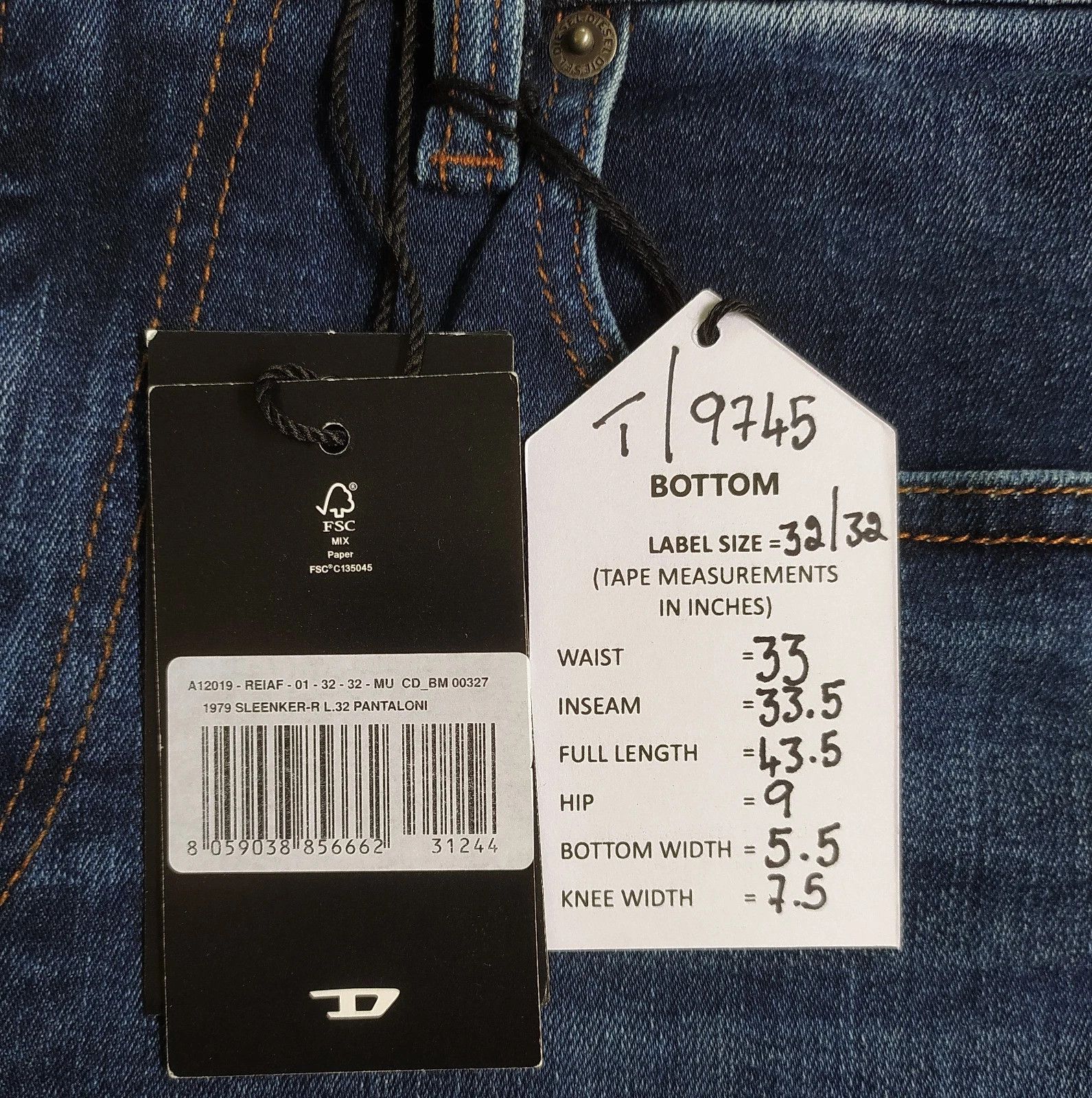 Diesel Diesel 1979 SLEENKER-R L.32 MENS JEANS T/9745 Size US 32 / EU 48 - 6 Thumbnail