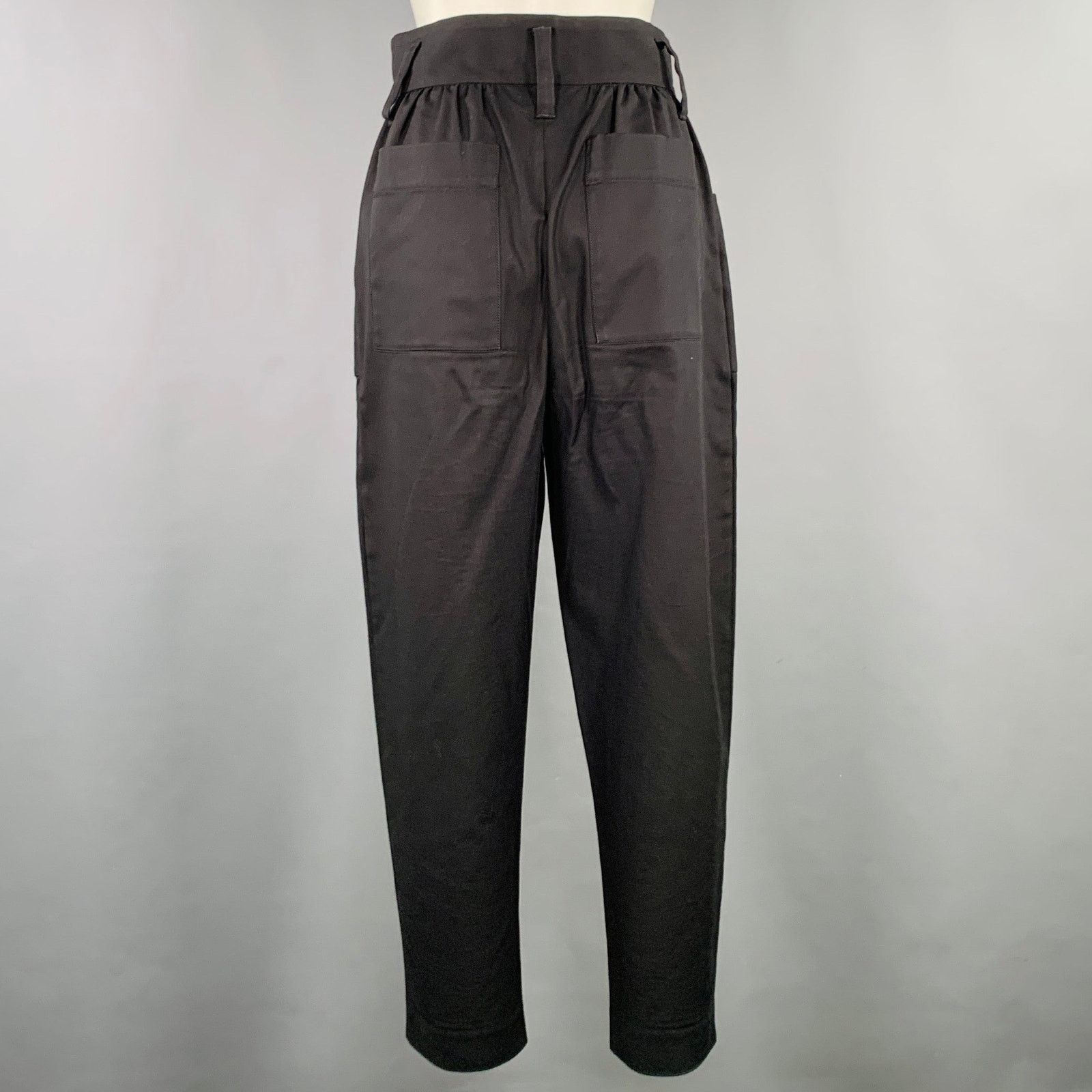 Maje MAJE Size 2 Black Cotton Blend High Waisted Casual Pants Size 26" / US 2 / IT 38 - 2 Thumbnail