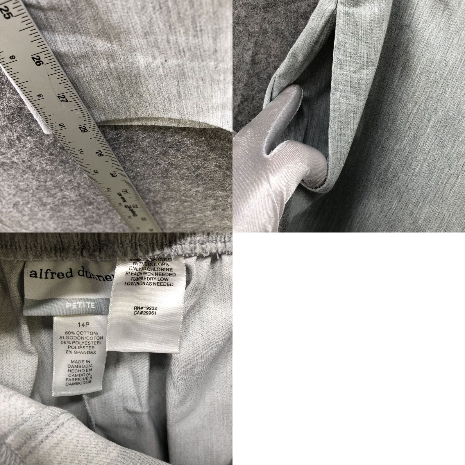 Vintage Alfred Dunner Dress Womens 14P Gray NWT Pull Pants Comfort Waist Straight Size 36" / US 14 / IT 50 - 8 Thumbnail