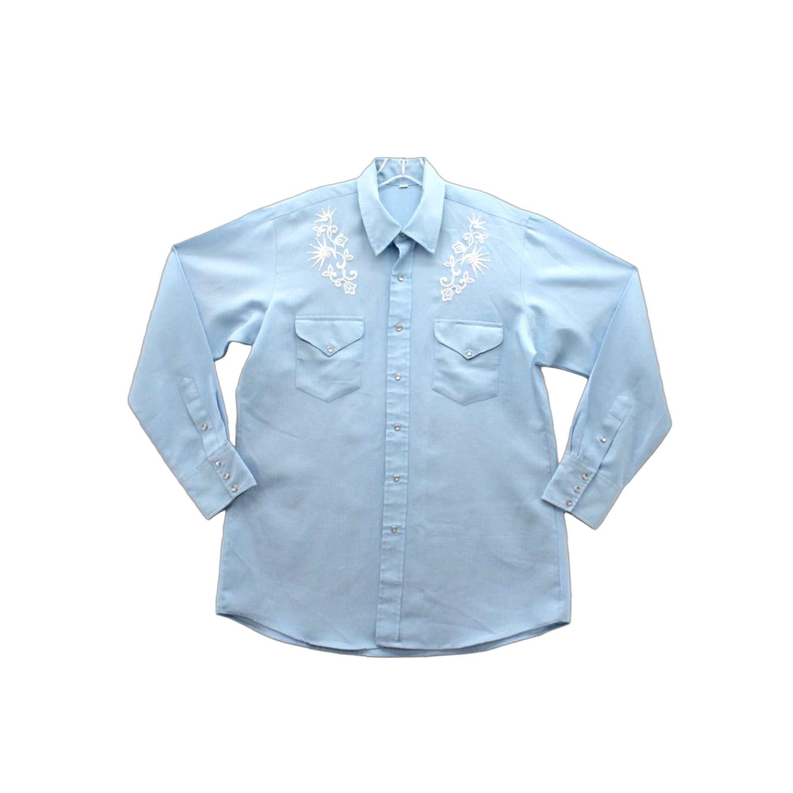 Vintage VINTAGE Western Shirt Blue Embroidered Pearl Snap Long Sleeve 16.5-34 Cowboy USA Men’s Shirt Size US XL / EU 56 / 4 - 1 Thumbnail