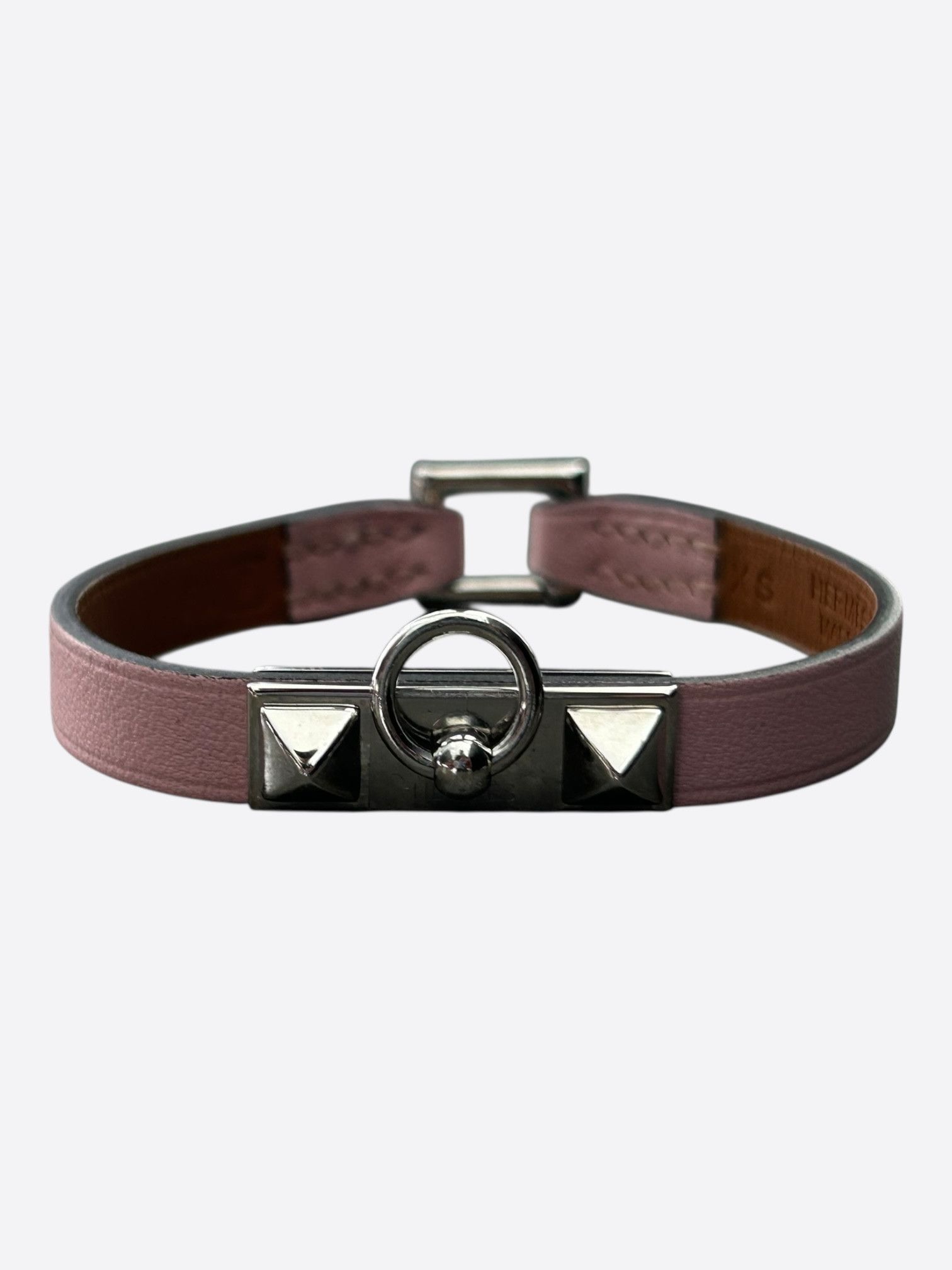 Hermes Hermes Pink Swift & Palladium Hardware Mini Rivale Bracelet Size ONE SIZE - 1 Thumbnail