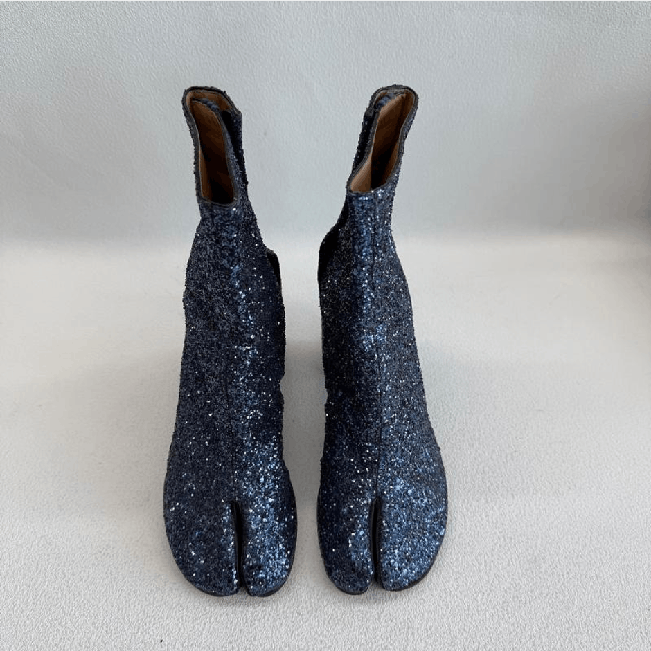 Maison Margiela Women Maison Margiela Blue Sequin Tabi Ankle Boots Heels Size US 6 / IT 36 - 2 Thumbnail