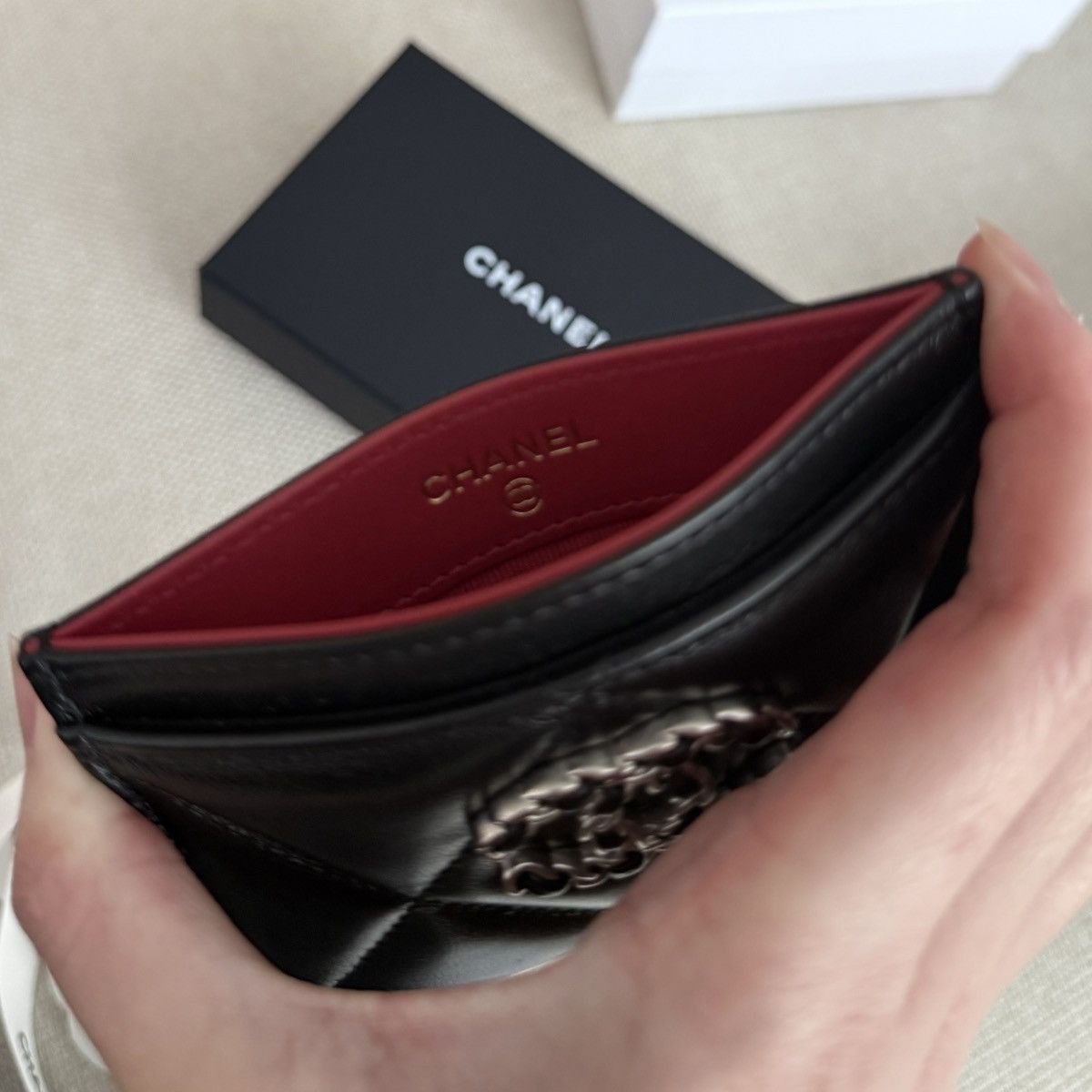 Chanel CHANEL O Card Holder Black Lambskin Silver Hardware NEW Size ONE SIZE - 5 Thumbnail