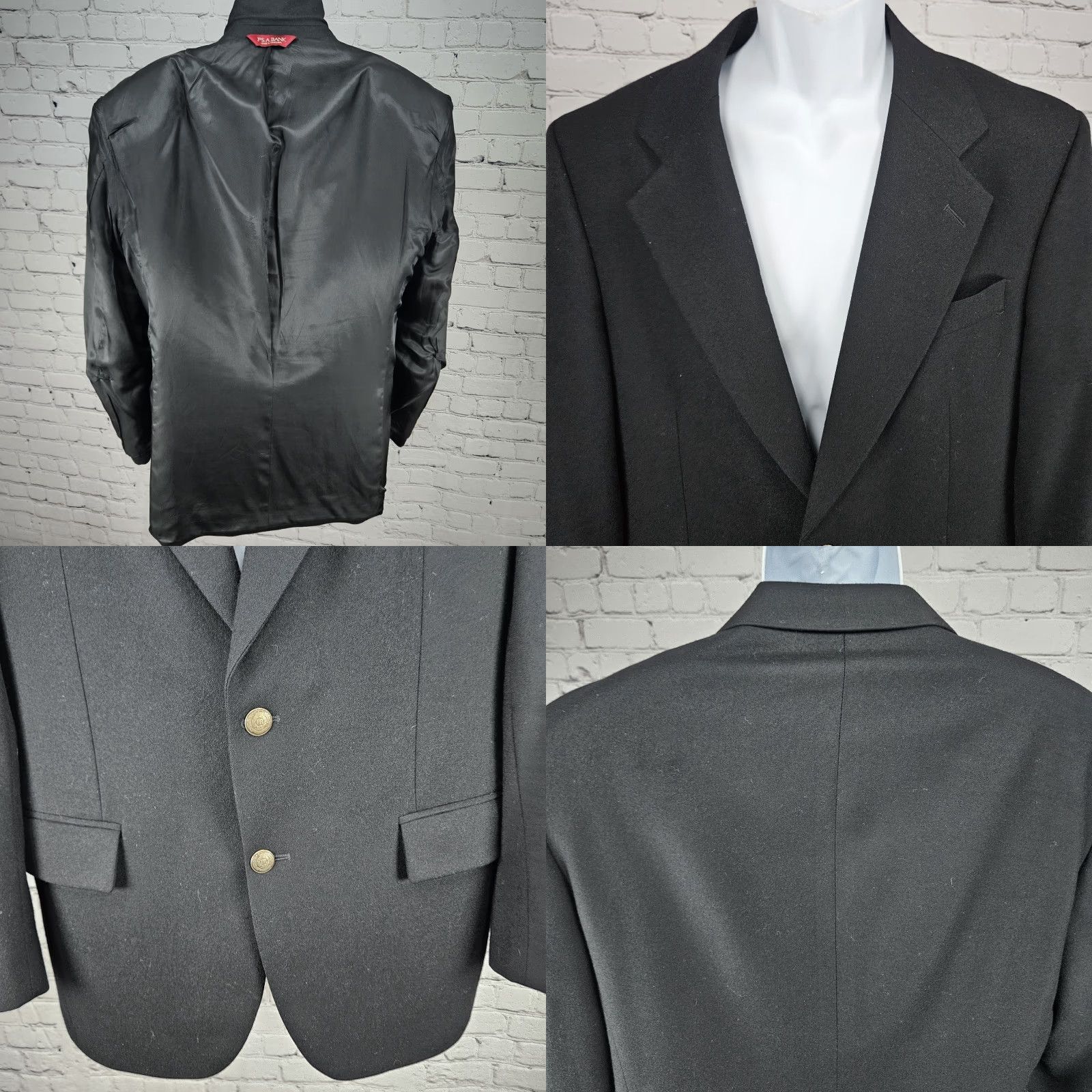 Jos. A. Bank VINTAGE Jos A Bank Black Cashmere Wool Lanerossi Italian Corporate Collection Blazer 39R Size 40R - 8 Thumbnail