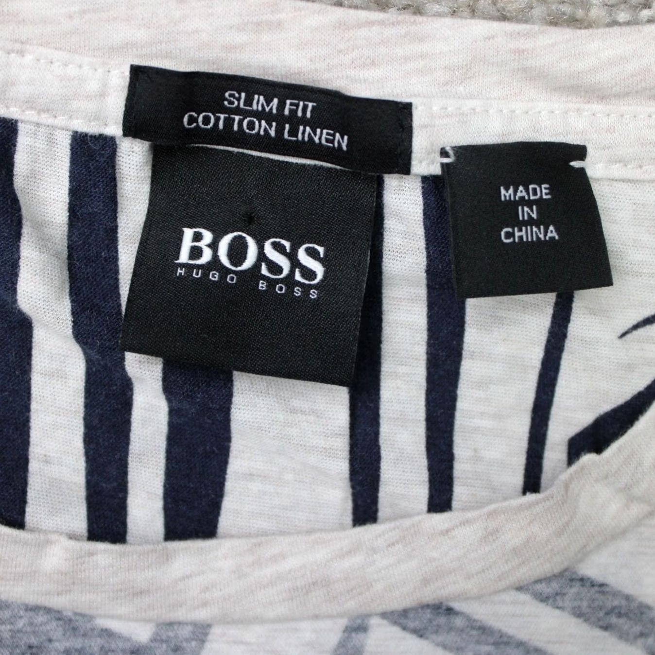 Hugo Boss HUGO BOSS Shirt Mens Large White/Black Slim Fit Cotton- Linen Short Sleeve Size US L / EU 52-54 / 3 - 6 Thumbnail
