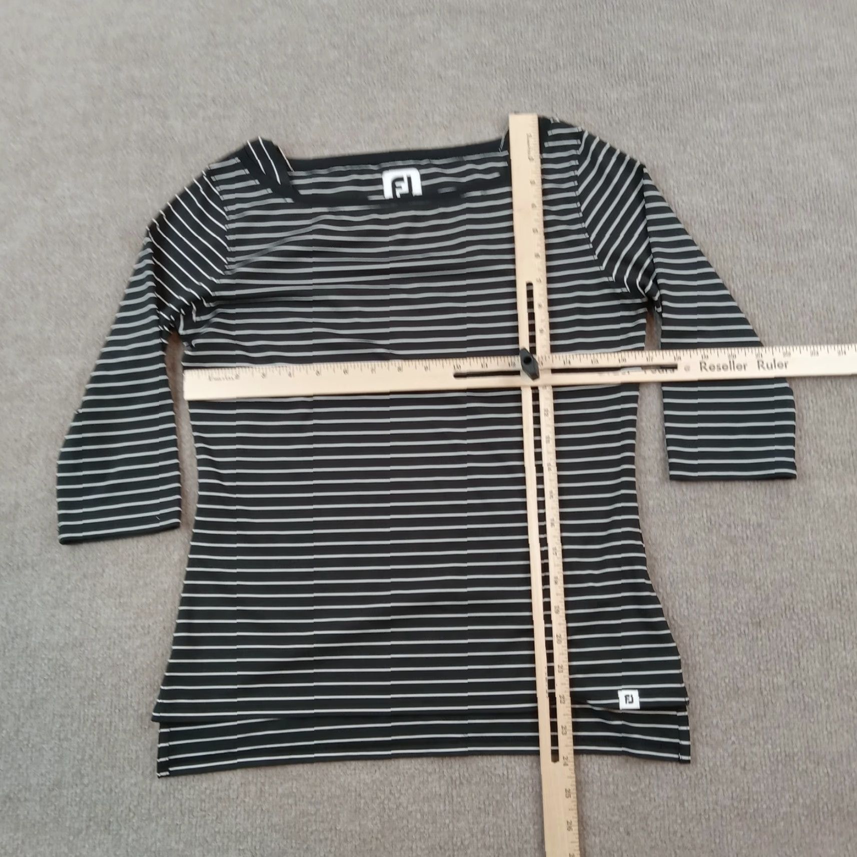 Footjoy FootJoy Shirt Womens XS Black White Striped Short Sleeve Fitted Stretch Golf Size XS / US 0-2 / IT 36-38 - 2 Thumbnail