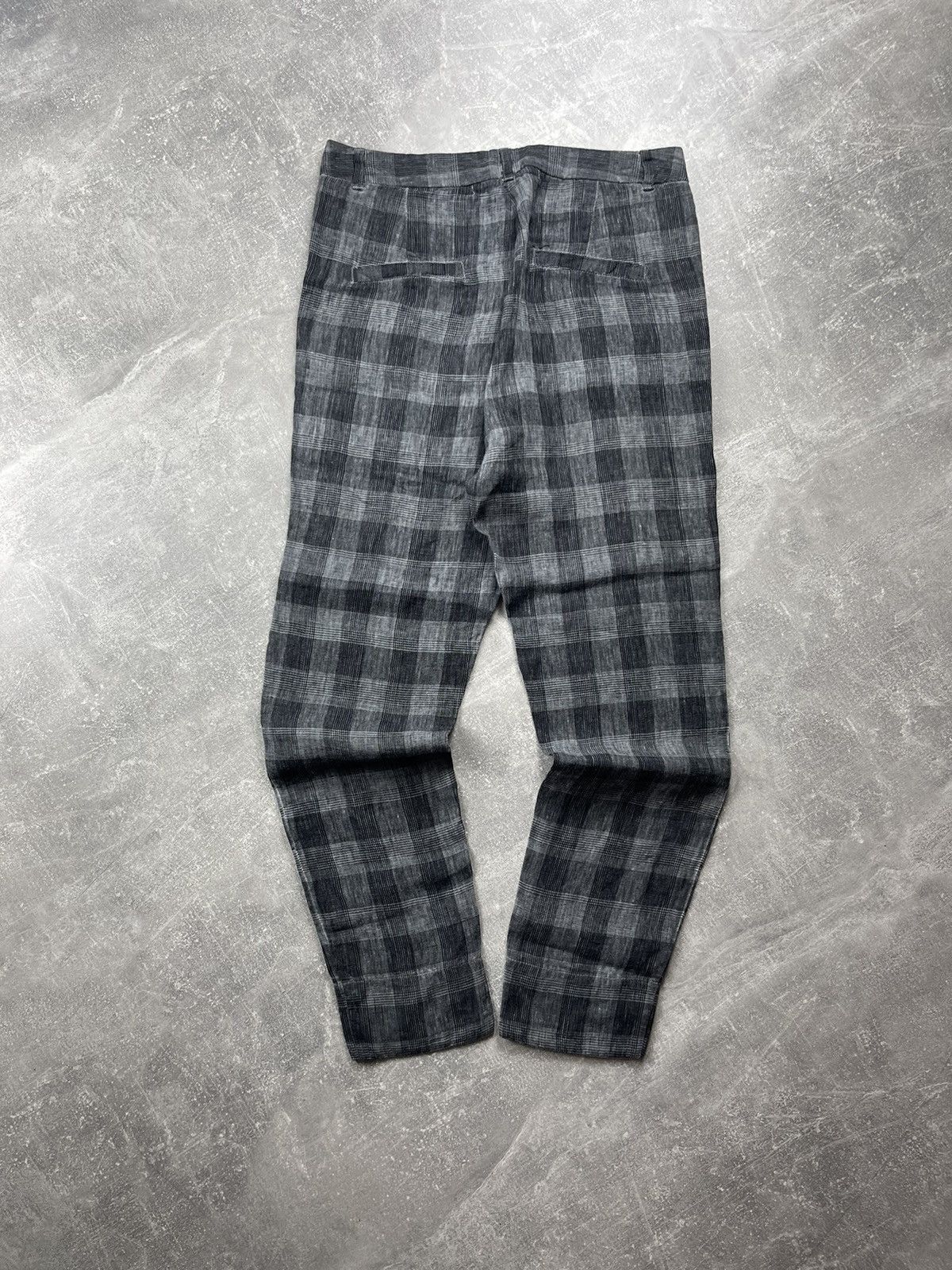 Transit Transit Par-Such Linen Trousers Gray Plaid Pants Avant-Garde Size 32" / US 10 / IT 46 - 9 Thumbnail