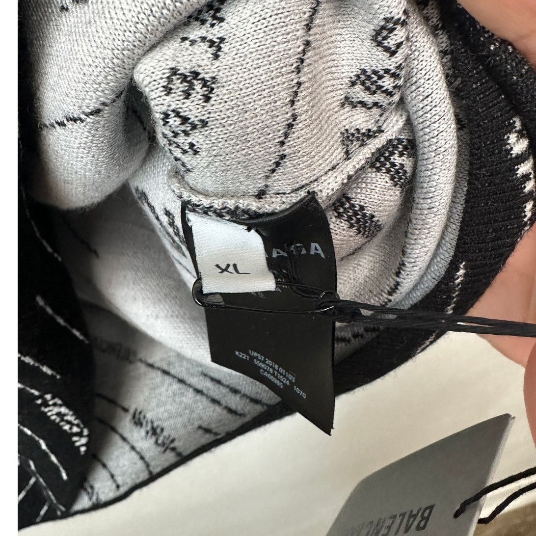 Balenciaga NWT Balenciaga Logo Intarsia Wool-Blend Sweater Black Men's Size US XL / EU 56 / 4 - 10 Thumbnail