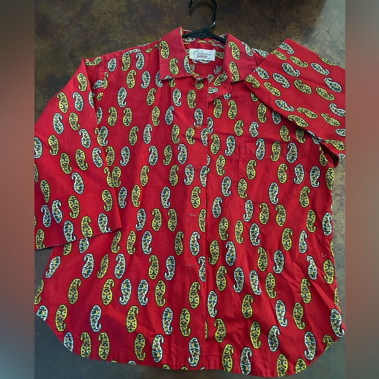 & Other Stories Tomato Red vintage 60’s cotton paisley women’s shirt small Size S / US 4 / IT 40 - 1 Thumbnail