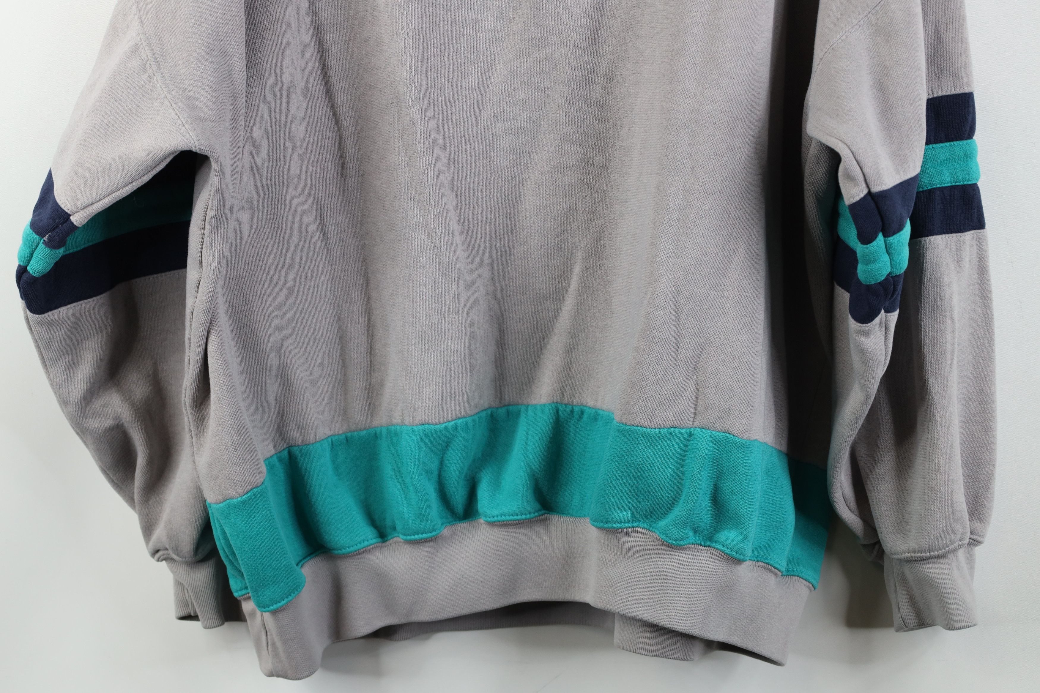 Vintage Vintage 90s Streetwear Striped Boxy Fit Collared Sweatshirt Size US XL / EU 56 / 4 - 15 Thumbnail