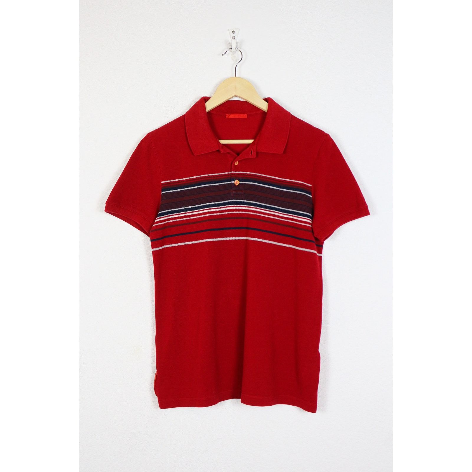 Prada Prada Rubbed Logo Tab Polo Shirt Rugby Red 90s Y2K Size US M / EU 48-50 / 2 - 1 Thumbnail