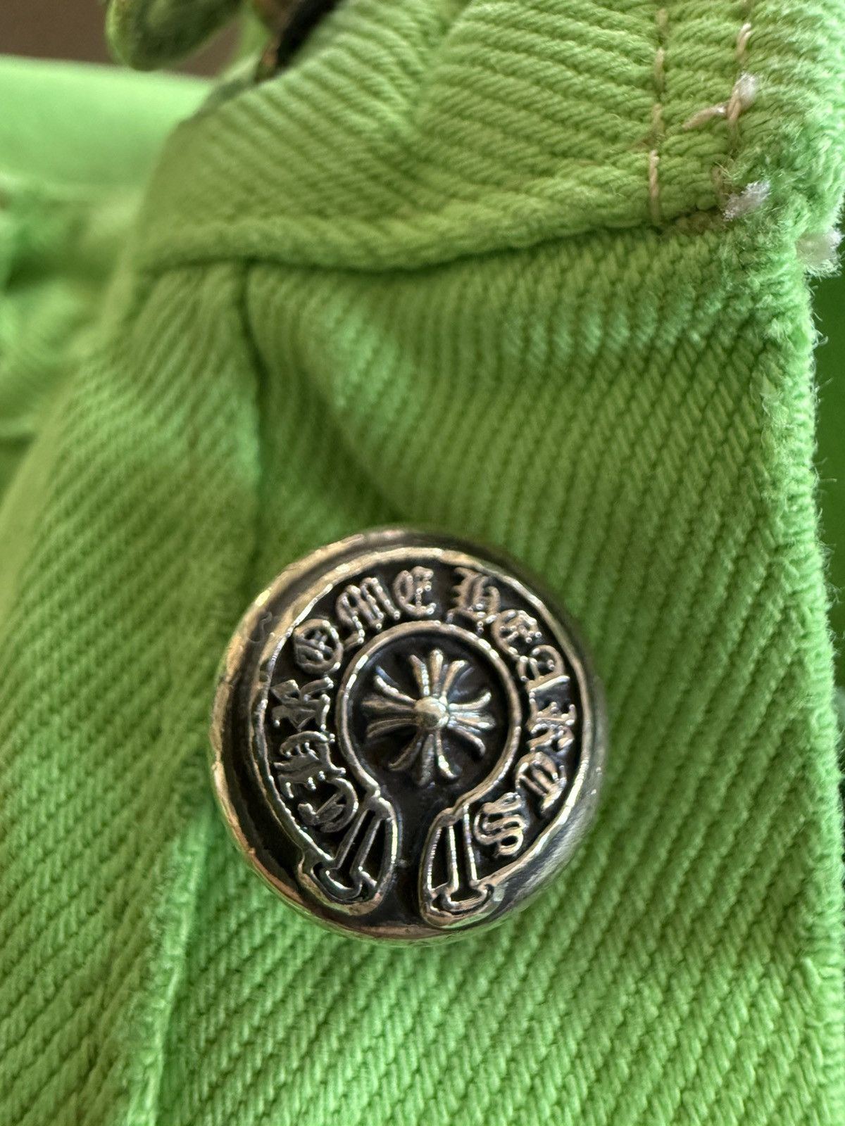 Chrome Hearts Chrome Hearts Lime Green 501 Patch Jeans Size US 33 - 11 Thumbnail