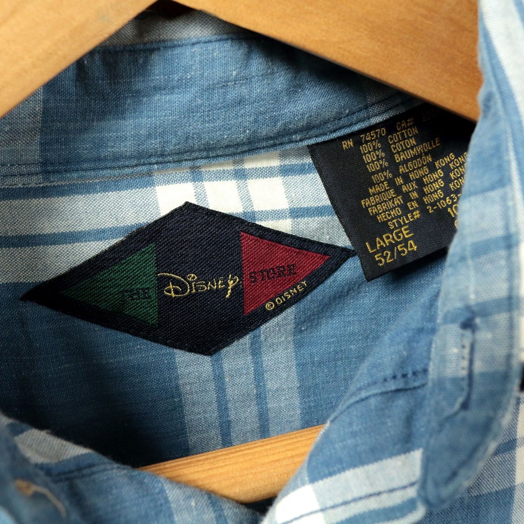 Disney vtg Disney Store mickey mouse plaid men's shirt LARGE blue 90s 00s Size US L / EU 52-54 / 3 - 6 Thumbnail
