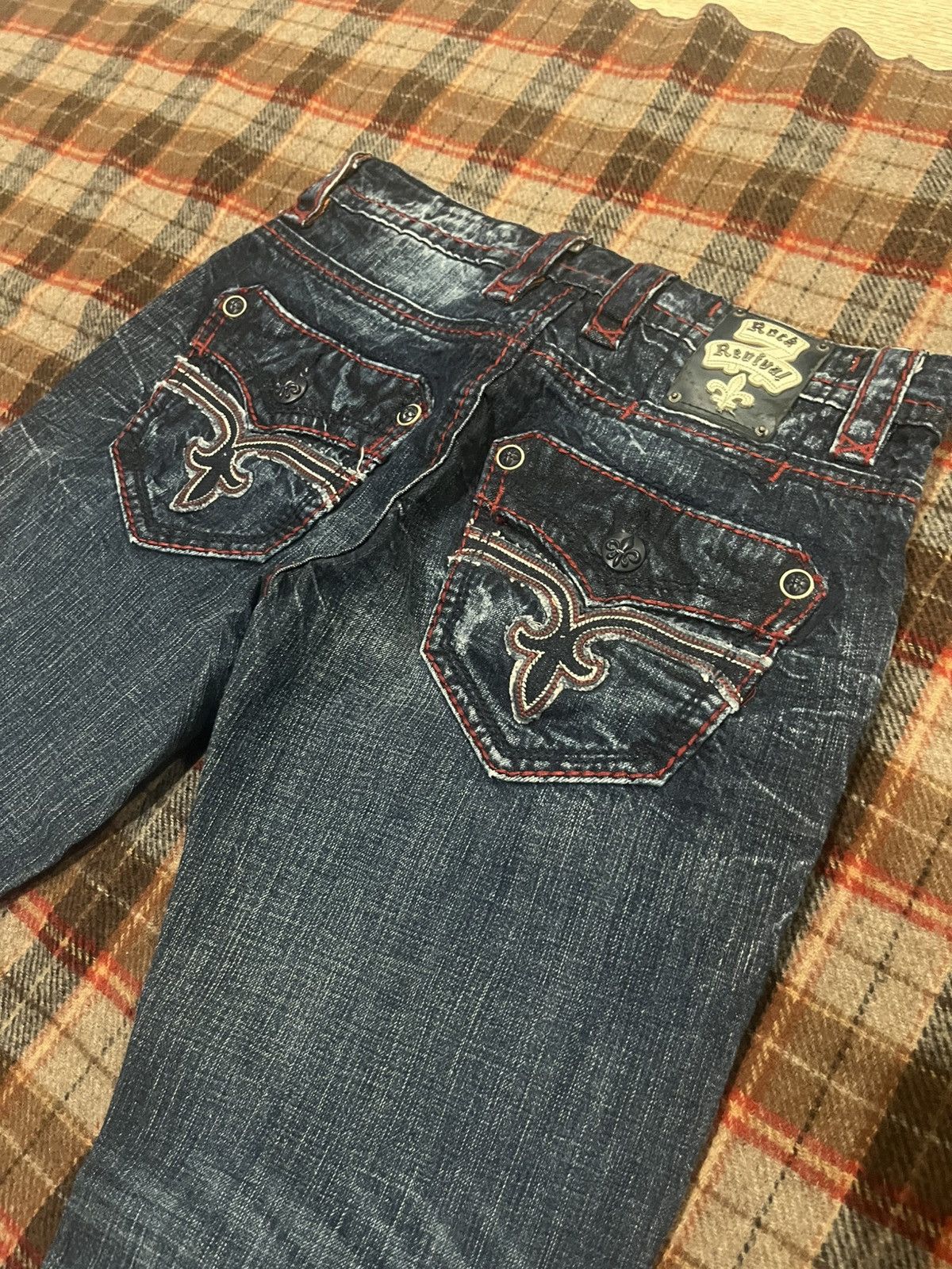 Rock Revival Y2K Rock Revival Dan Straight Blood Stitch dark washed Jeans Size US 31 - 9 Thumbnail