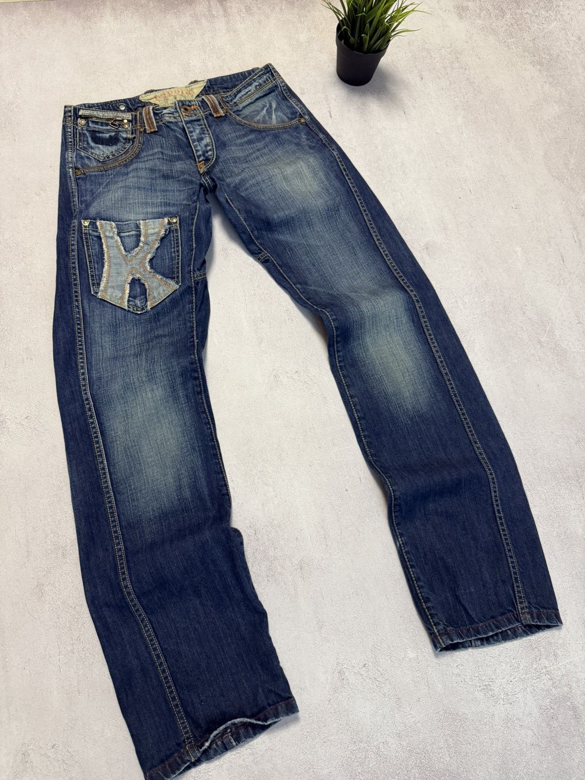 Japanese Brand SICK🔥 Japanese Wash Distressed Crash Jeans Denim Pants 90s Size US 31 - 11 Thumbnail