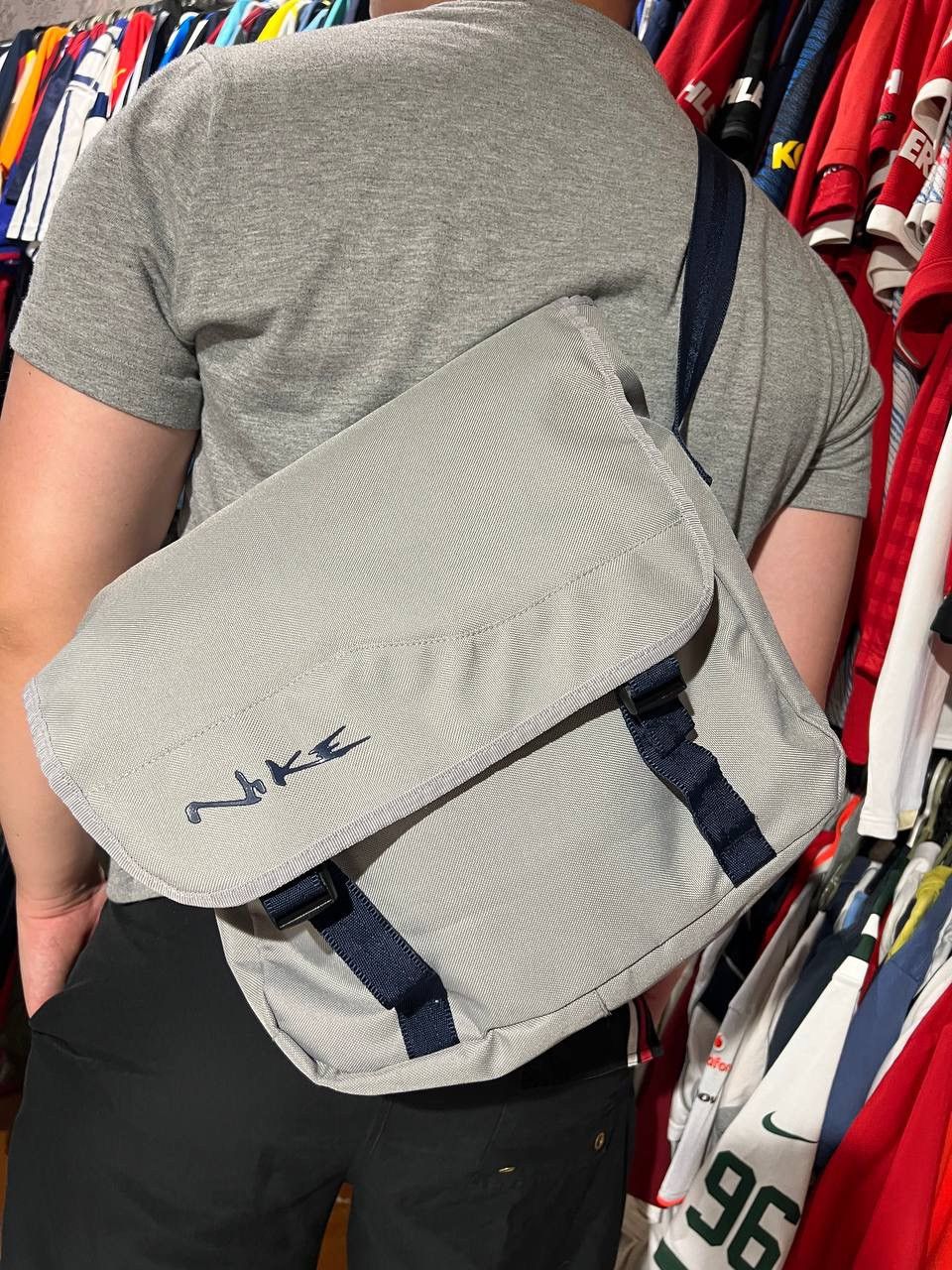 Nike Bag Shoulders Backpack 90's Sling Y2K Gorpcore in Grey, Men's