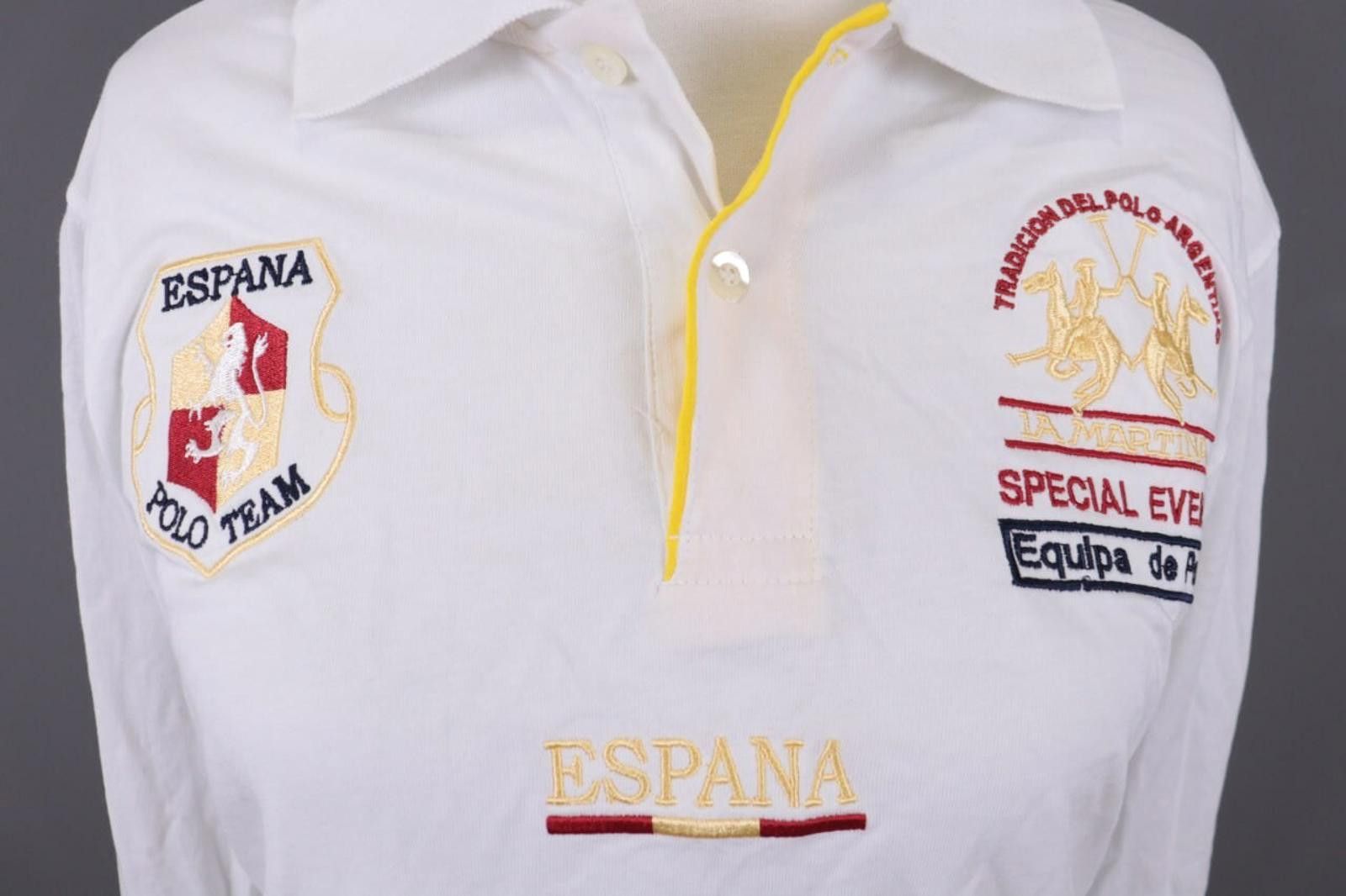 La Martina La Martina White Espana Polo #44 Team Polo Shirt Size M Size M / US 6-8 / IT 42-44 - 4 Thumbnail