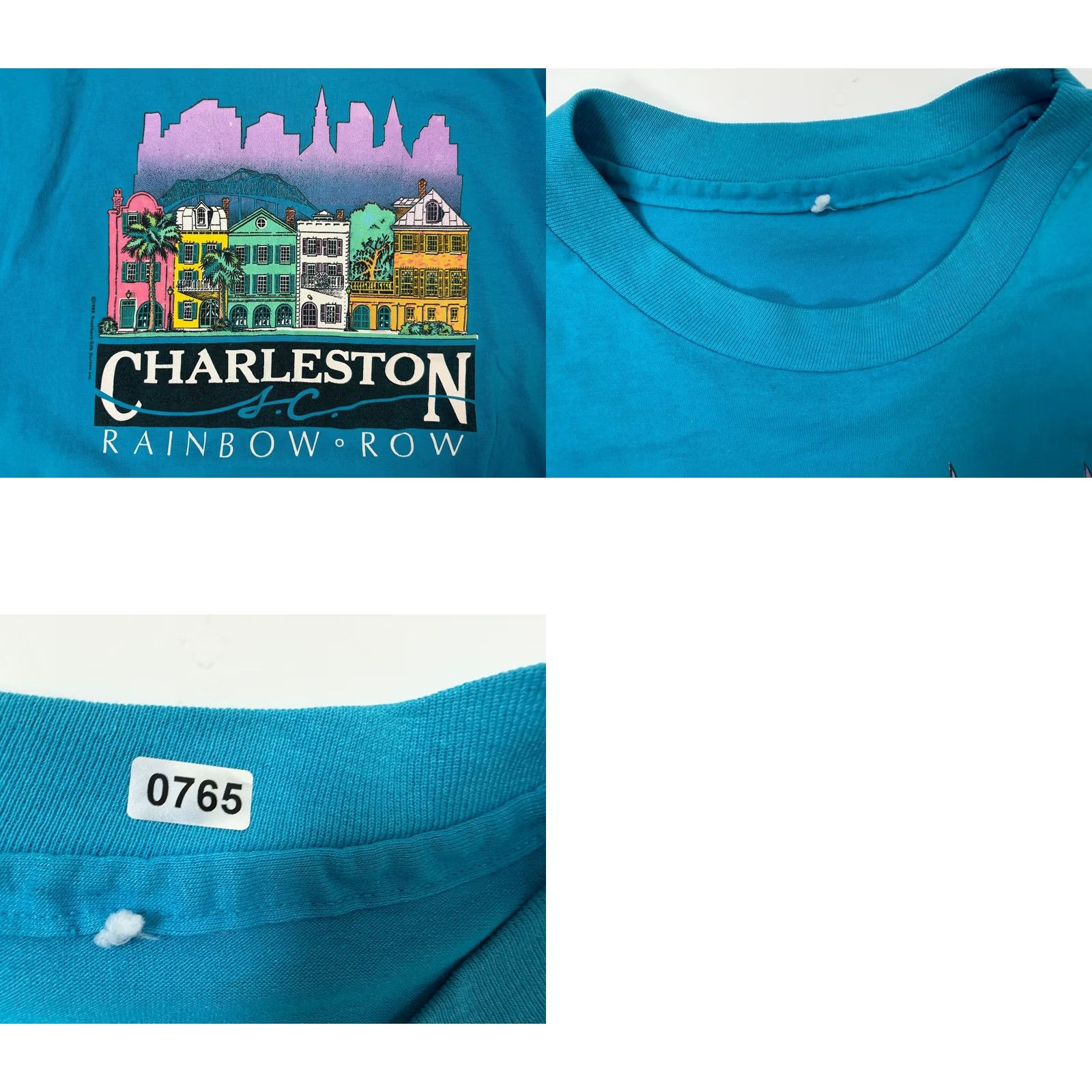 Vintage VINTAGE 80s Charleston South Carolina Shirt Large Blue Rainbow Row Historic Houses Men Size US L / EU 52-54 / 3 - 9 Thumbnail