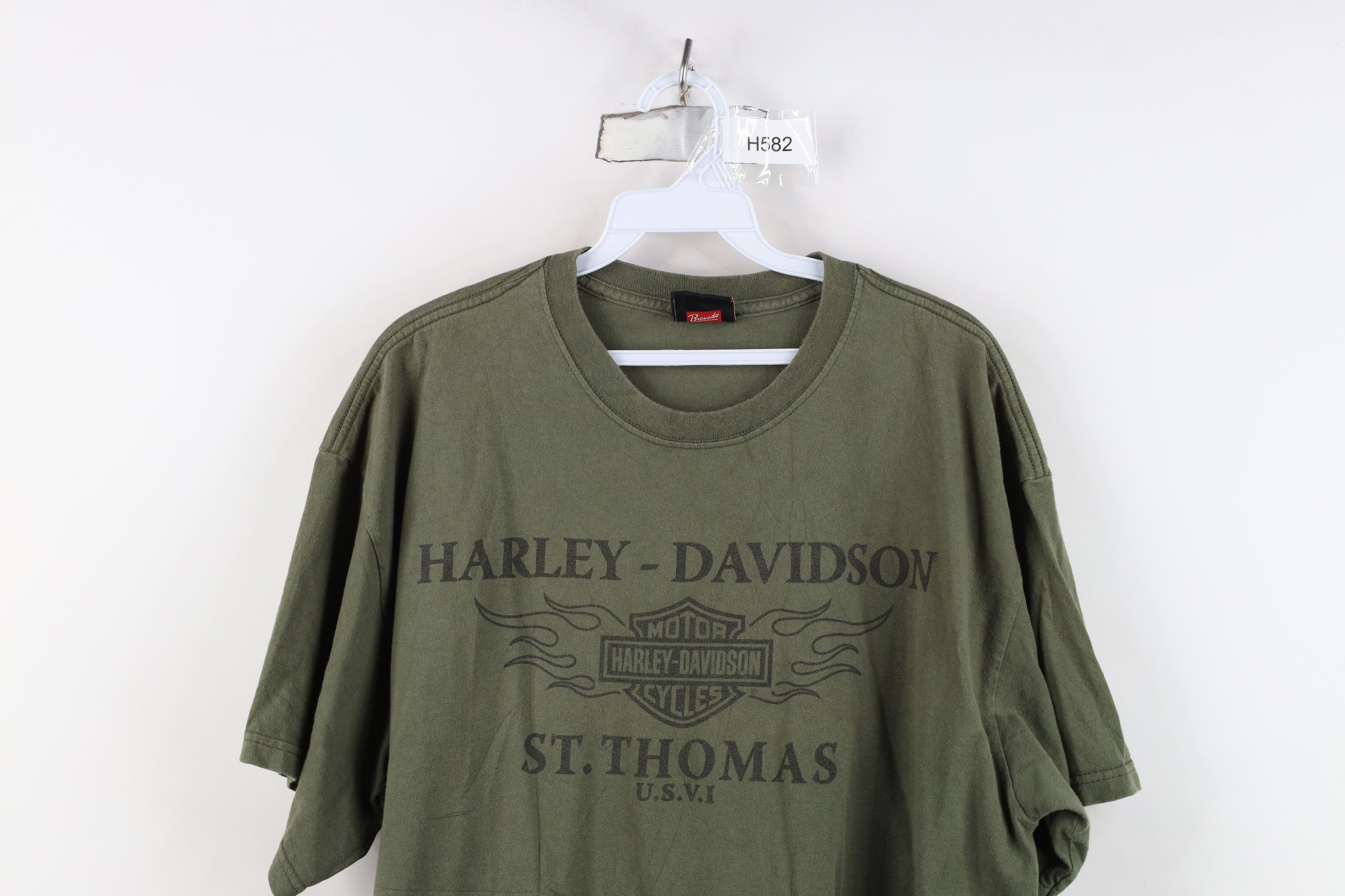 Harley Davidson Vintage Y2K Harley Davidson Spell Fire Flames T-Shirt Green Size US XL / EU 56 / 4 - 2 Thumbnail