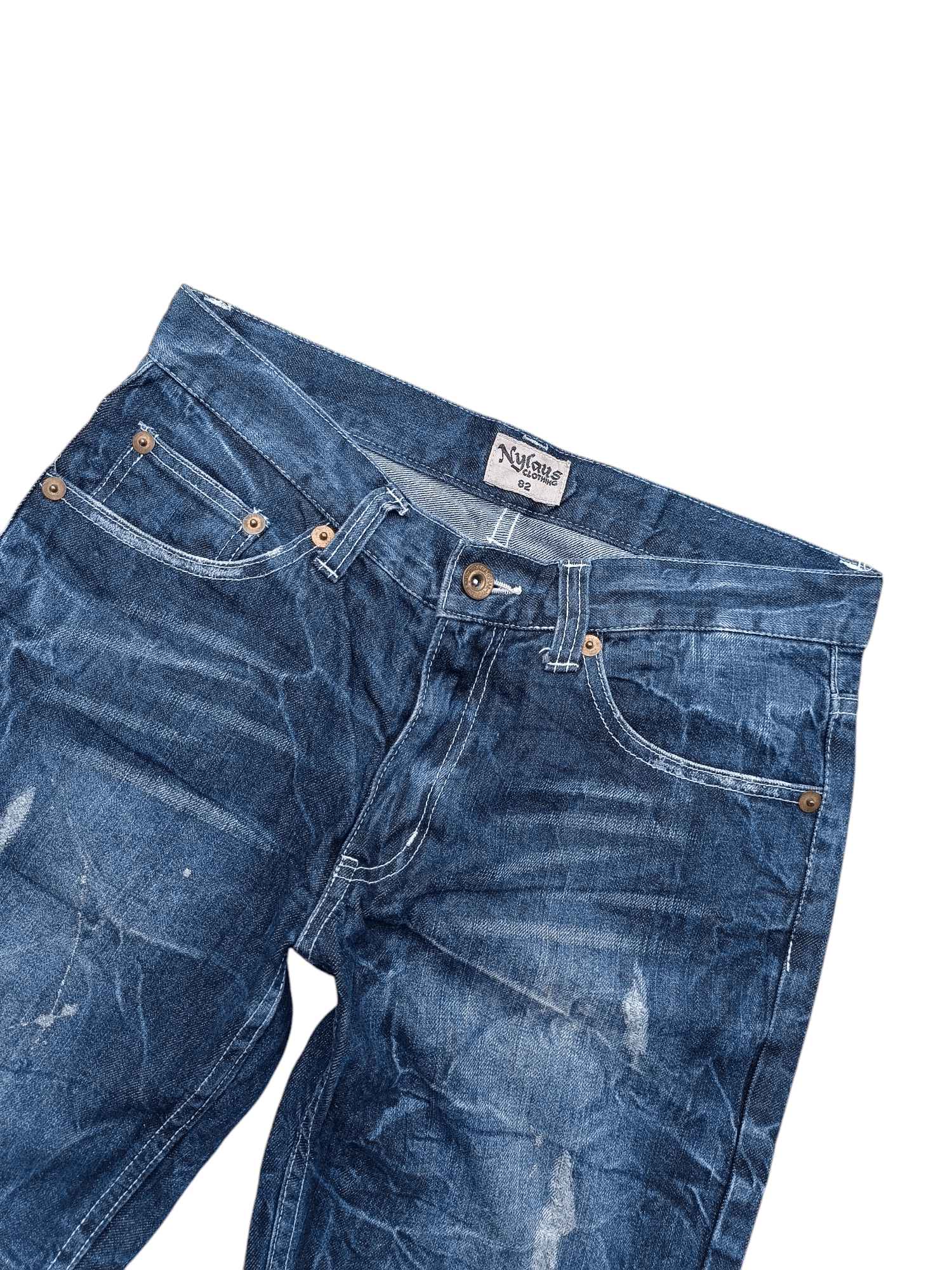 Japanese Brand × Le Grande Bleu (L.G.B.) × Tornado Mart RARE Flared Nylaus Whiskers Distressed Jeans Size US 31 - 9 Thumbnail