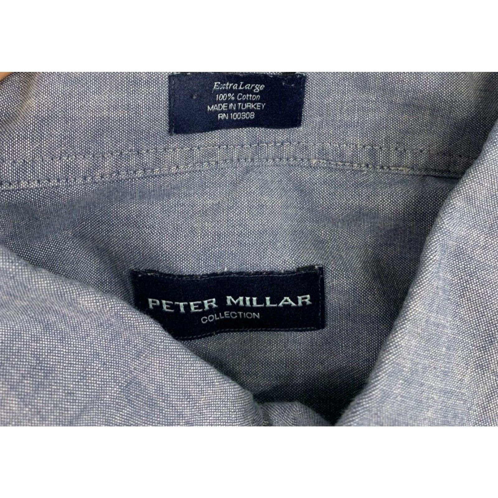 Peter Millar Peter Millar Mens Shirt XL Cotton Blue Long Sleeve Button-Up Shirt Size US XL / EU 56 / 4 - 4 Thumbnail