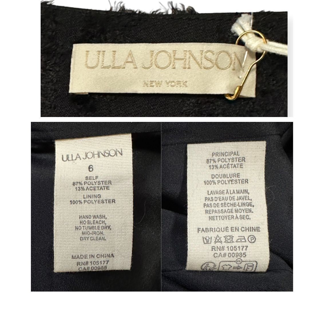 Ulla Johnson Elara Black Textured Midi Dress, Size 6, New wi