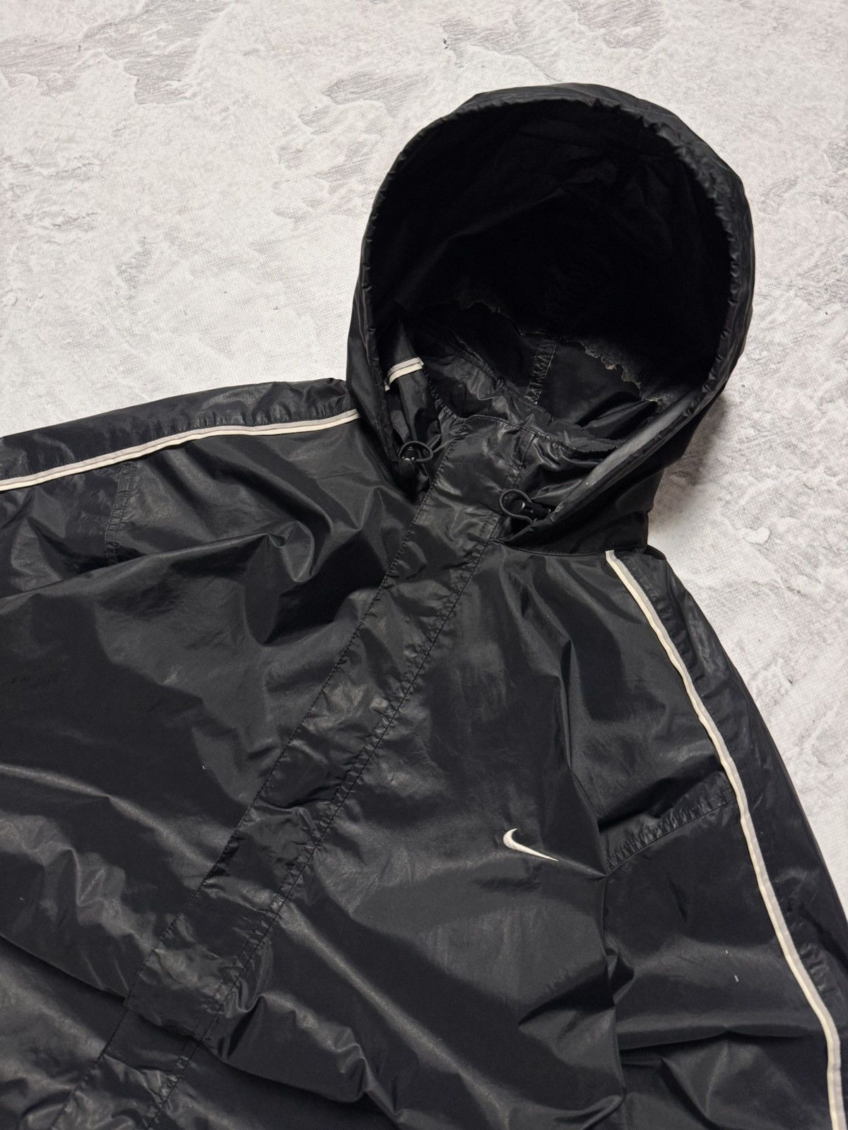 Nike × Vintage 00s Nike Vintage Nylon Oversize Drill Hooded Jacket Y2K Size US L / EU 52-54 / 3 - 2 Thumbnail