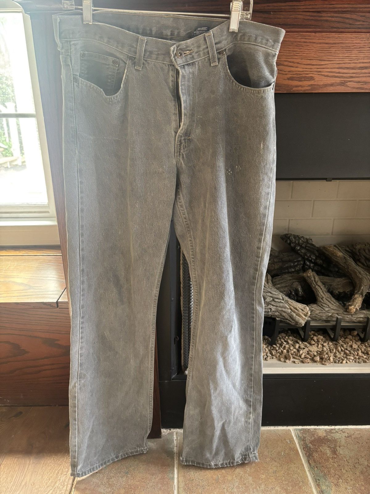 Vintage Vintage Distressed Gray Denim Size US 33 - 1 Thumbnail
