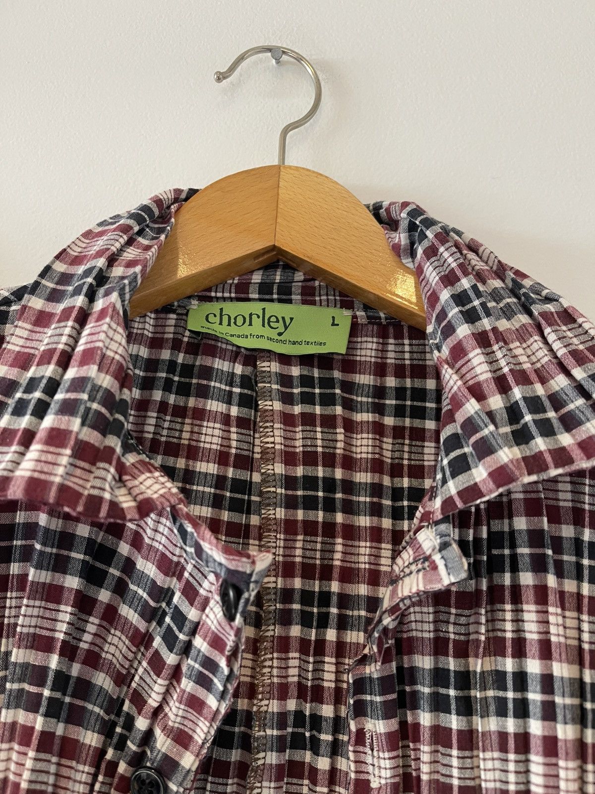 Chorley Raw Hem Pleated Oversized Flannel shirt Plaid issey style Size US L / EU 52-54 / 3 - 2 Thumbnail