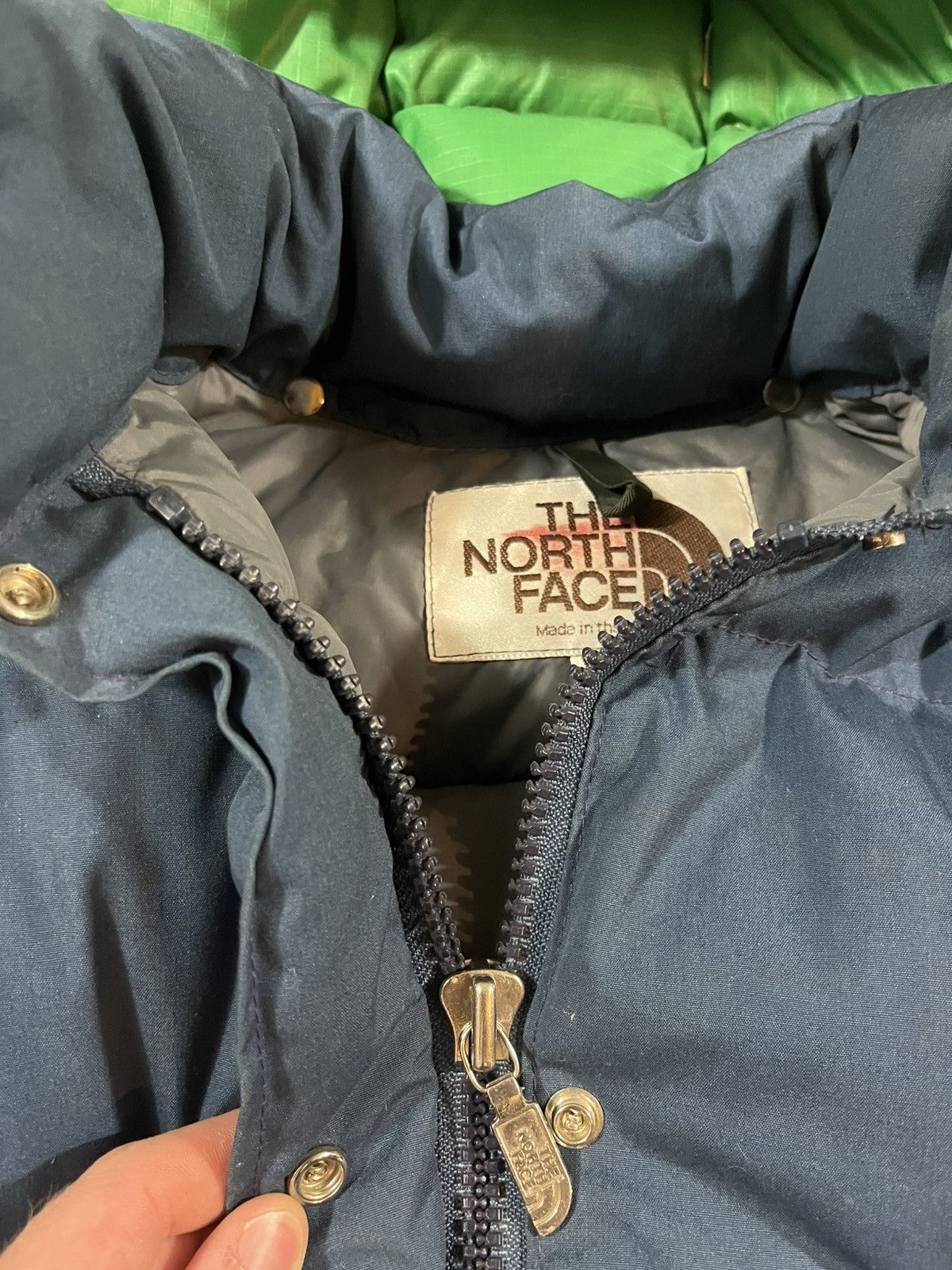 Vintage Vintage 70s North Face Down Puffer Jacket Hooded Blue Green Size S / US 4 / IT 40 - 7 Thumbnail