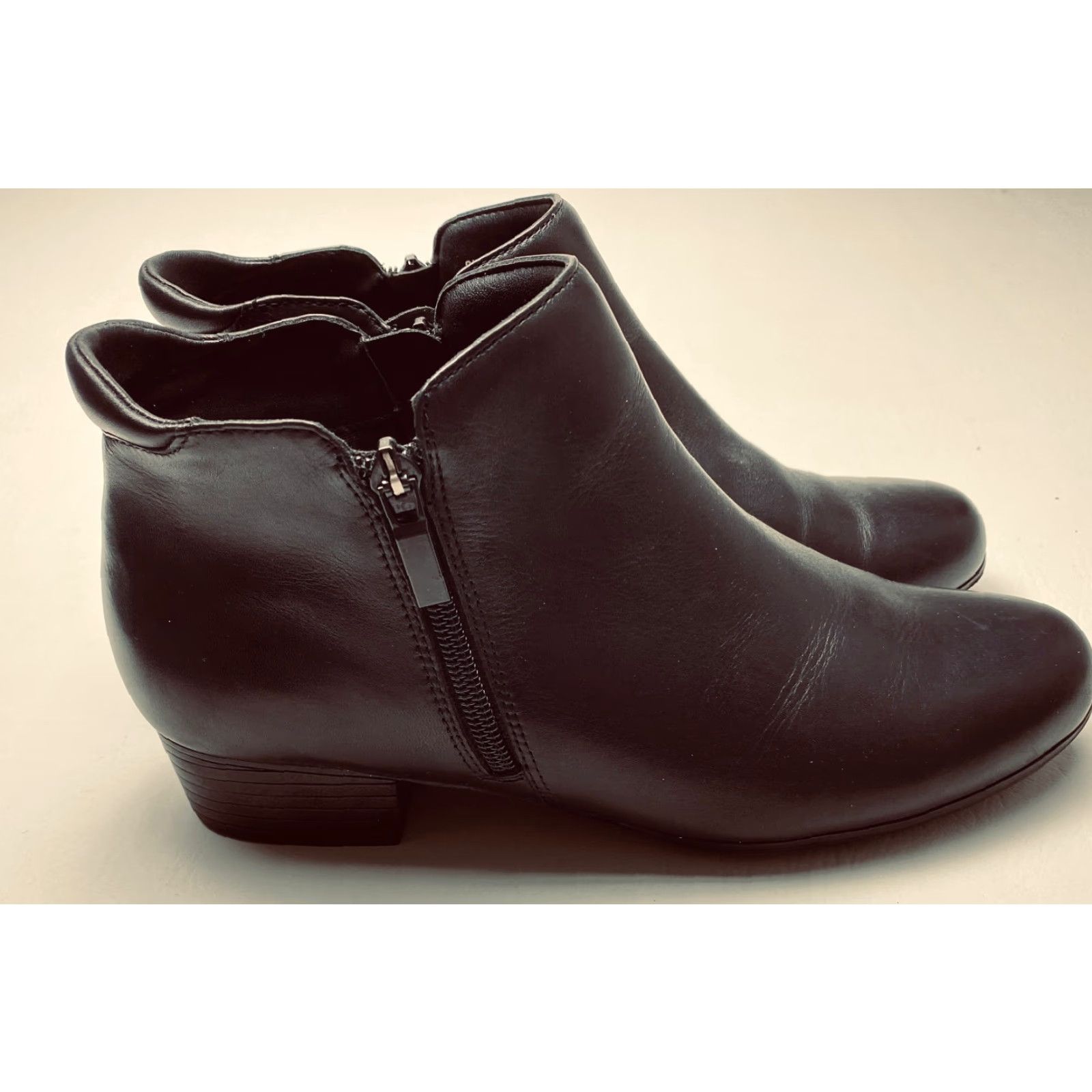 Vintage Trotters Major Bootie Womens 8WW Extra Wide Black Ankle Dual Zip Round Toe 1252 Size US 8 / IT 38 - 7 Thumbnail