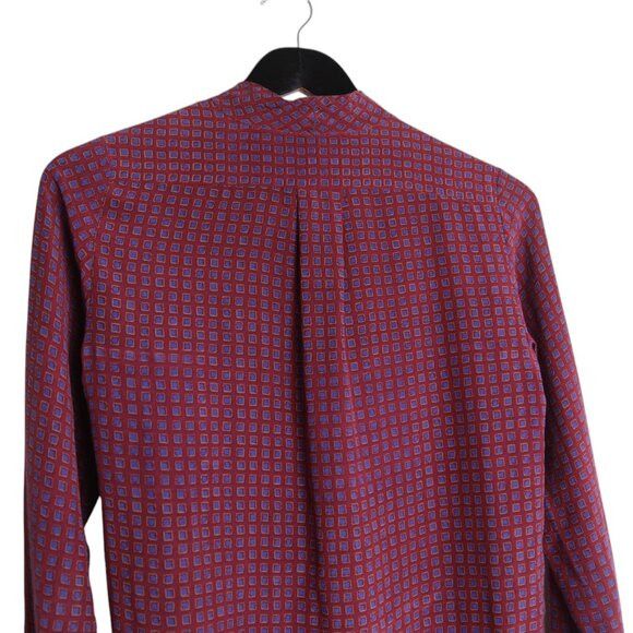 Club Monaco Club Monaco Silk Geometric Patterned Tie Long Sleeve Blouse Size XS / US 0-2 / IT 36-38 - 4 Thumbnail