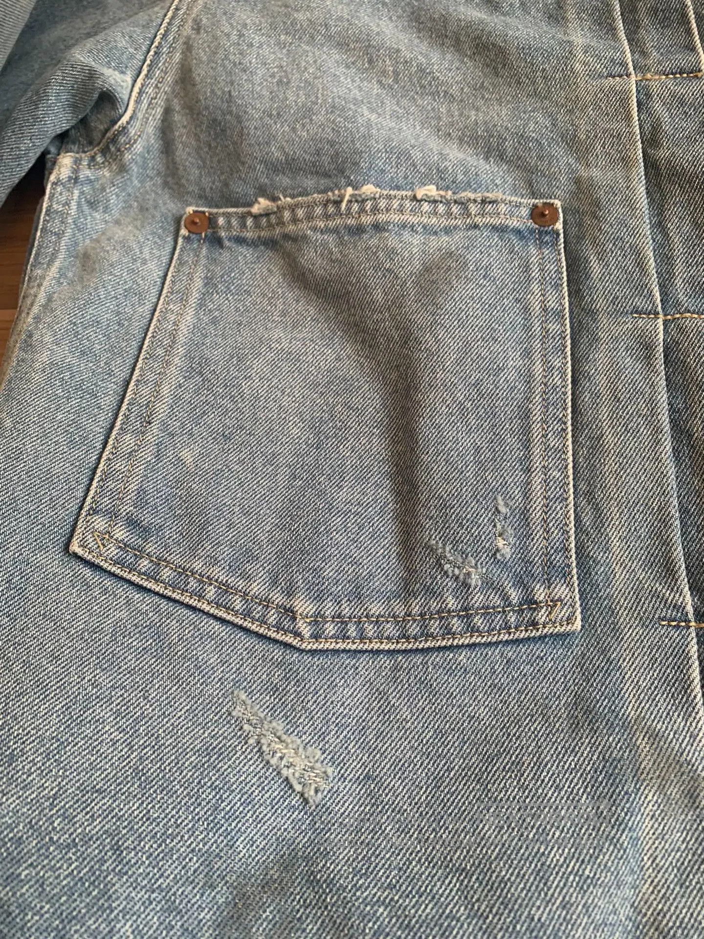 Johnbull JOHNBULL Washed Distressed Denim Jacket. Size US L / EU 52-54 / 3 - 8 Thumbnail