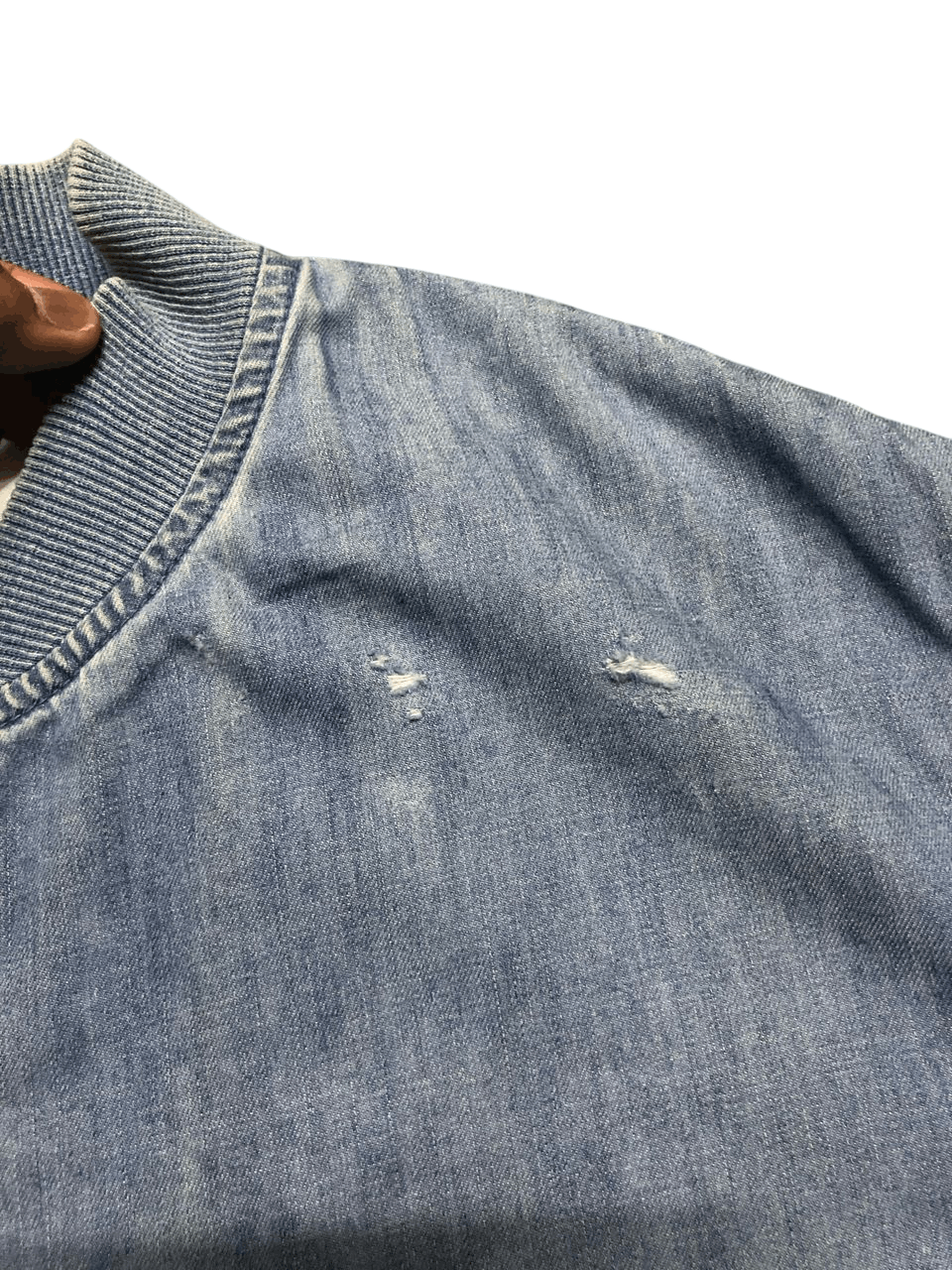 Beams Plus BEAMS CHAMBRAY DENIM BOMBER JACKET DISTRESSED Size US S / EU 44-46 / 1 - 10 Thumbnail