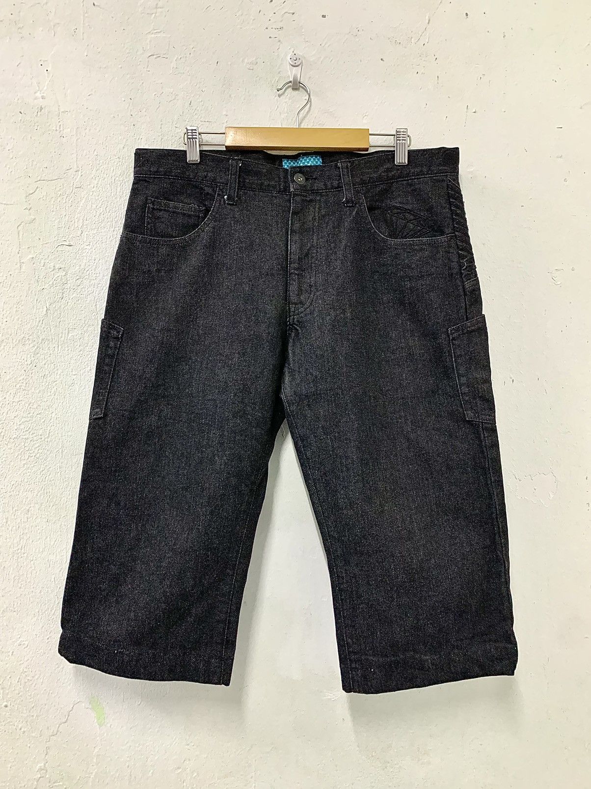 Irie by Irielife denim Jorts 3 Quarter Black On Black Denim