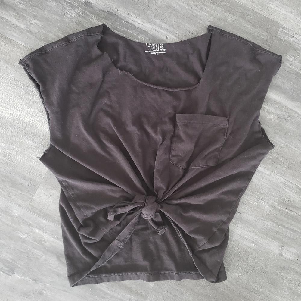 Designer Black Cropped Time And Tru Pocket Tank Size XL / US 12-14 / IT 48-50 - 1 Thumbnail