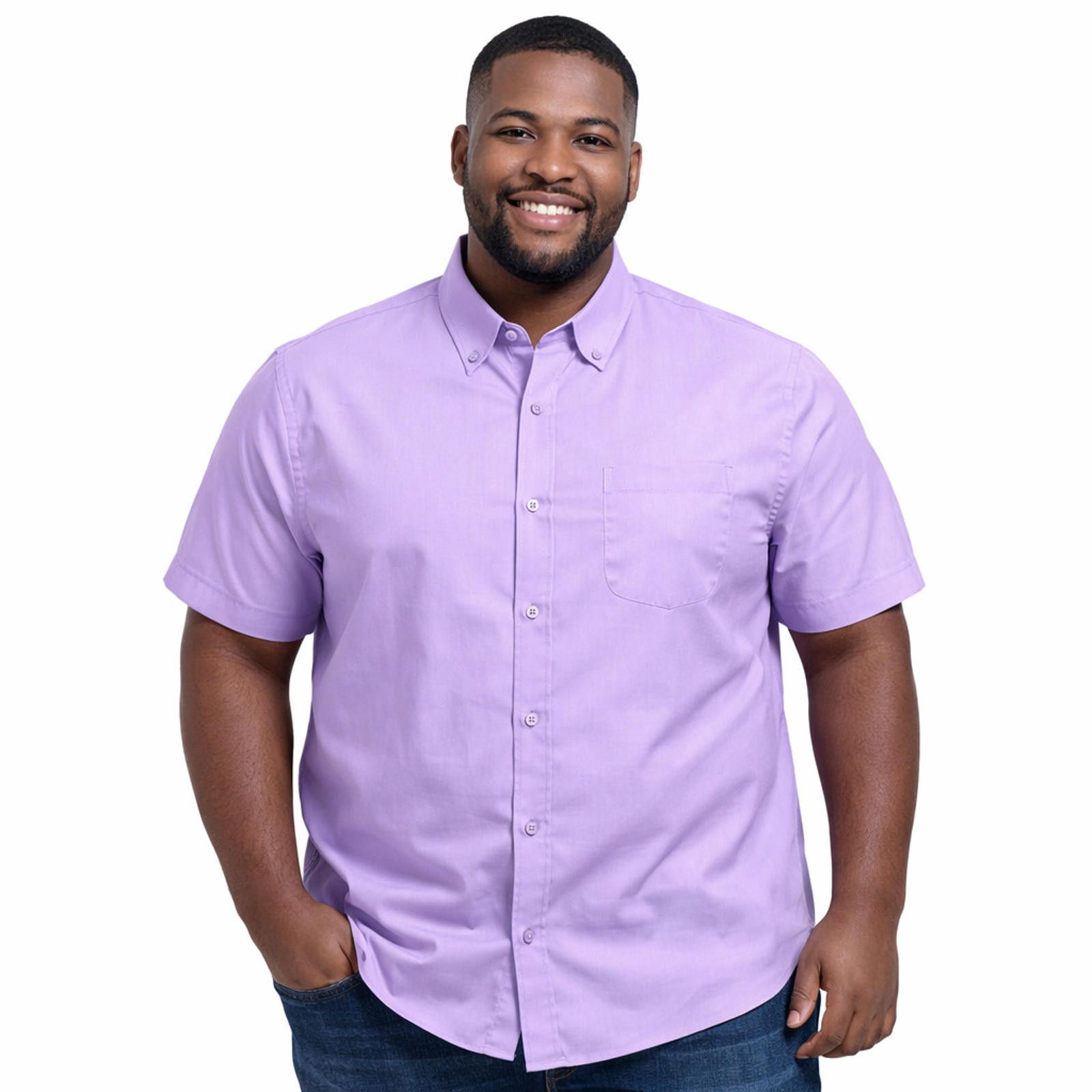 Stuart Weitzman Men's Large Fitted Button Shirt Short Sleeve Lilac - NEW! Size US L / EU 52-54 / 3 - 1 Thumbnail