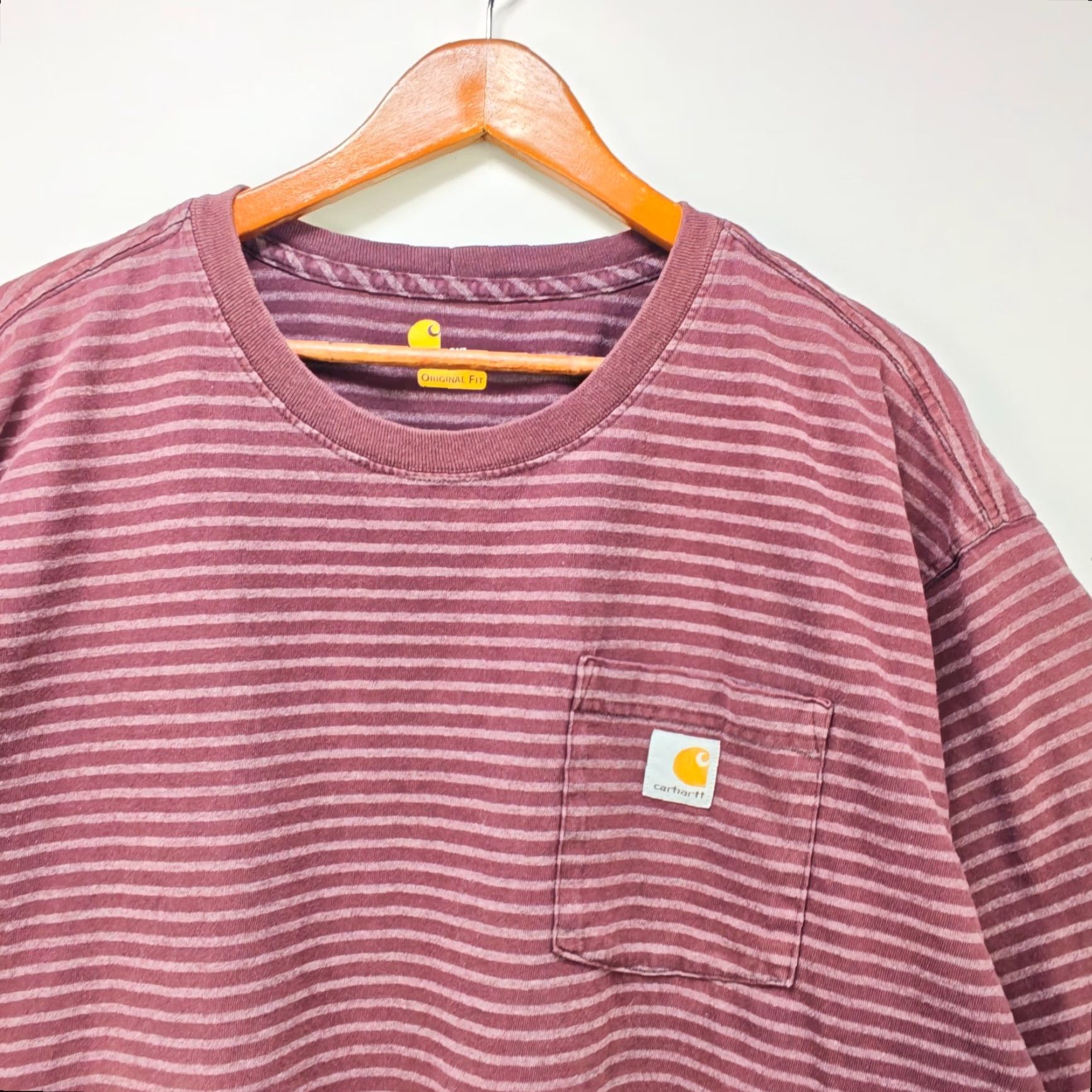 Carhartt Carhartt Shirt 3XL Red Striped Sun Faded Pocket T Shirt Men’s K87 90s Logo Size US XXL / EU 58 / 5 - 2 Thumbnail