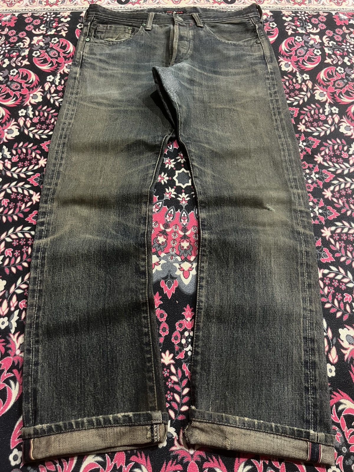 Paul Smith Red Ear Vintage Paul Smith Red Ear Mud Whisker Washed Selvedge Jeans Size US 29 - 1 Thumbnail