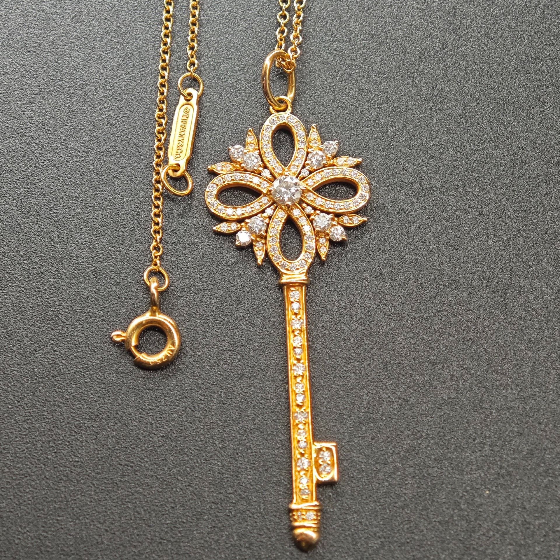 Tiffany & Co. Tiffany Victoria 18K Rose Gold Diamond Key Necklace Size ONE SIZE - 1 Thumbnail
