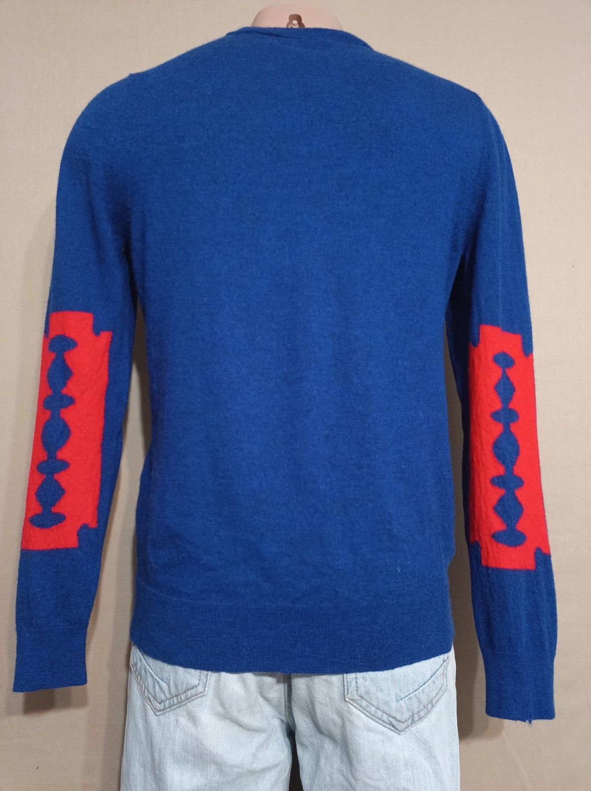 Zadig & Voltaire Jeremy Patch Blue Wool Knit Sweater Size M