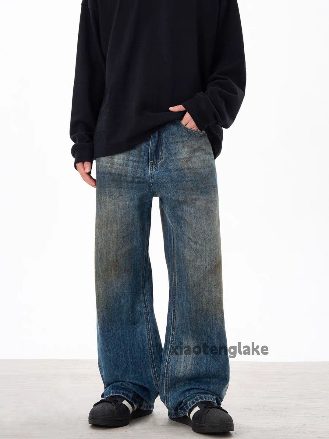Jean × Vintage washed faded loose baggy skate rusty stain jeans Size US 34 / EU 50 - 1 Thumbnail