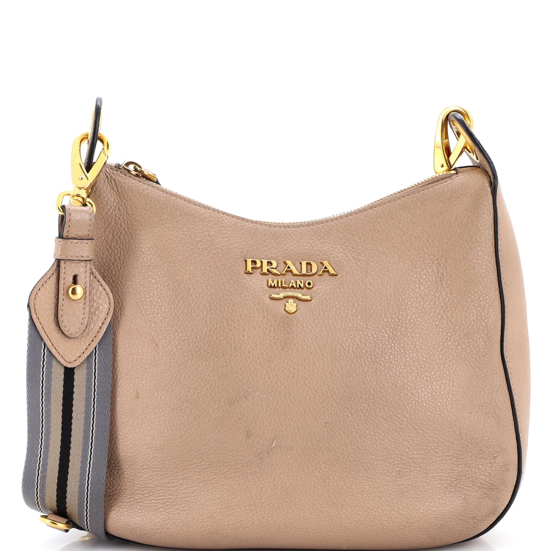 Prada Striped Strap Zip Hobo Size ONE SIZE - 1 Thumbnail