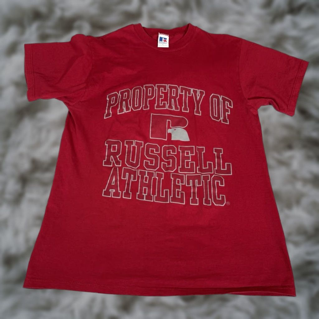 Russell Athletic VINTAGE Russell Athletic Logo T Shirt Mens L Red 90s Slim Fit Crew Neck Short Sleeve Graphic Print Logo Size US L / EU 52-54 / 3 - 1 Thumbnail