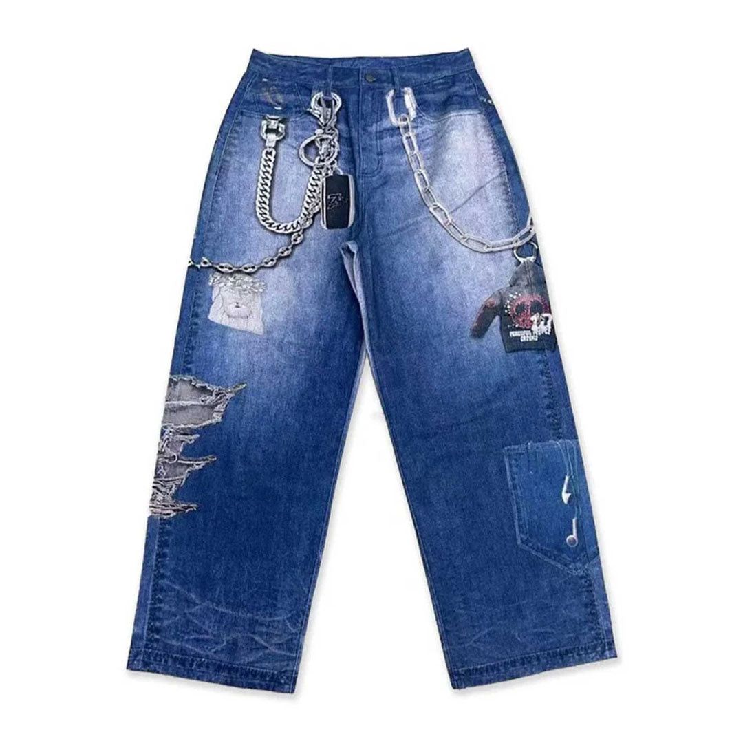 TRIPLE SEVENS 2D Baggy Blue Jeans Size US 32 / EU 48 - 1 Thumbnail